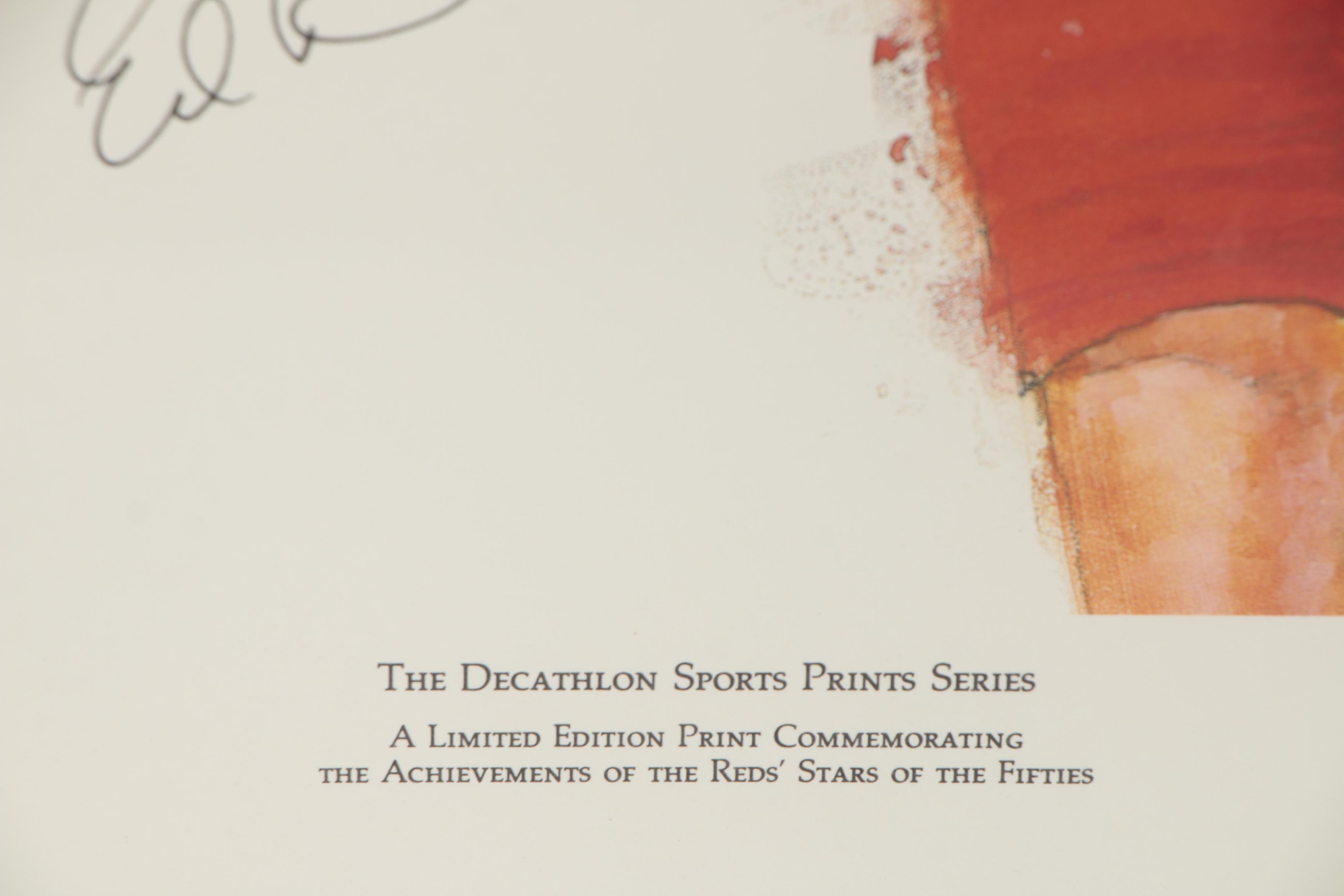 Decathlon Series Signed Print 1950s Cincinnati Reds Stars