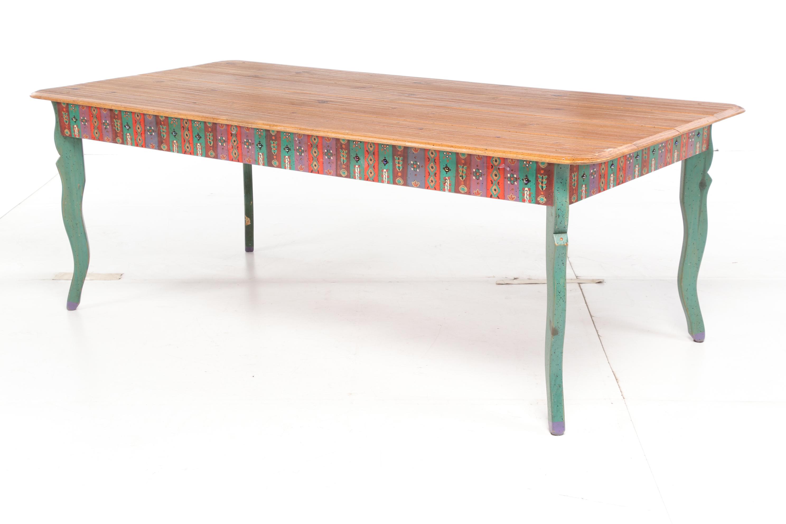 David Marsh Southwest Painted Pine Table and Ladder Back Chair Dining Set