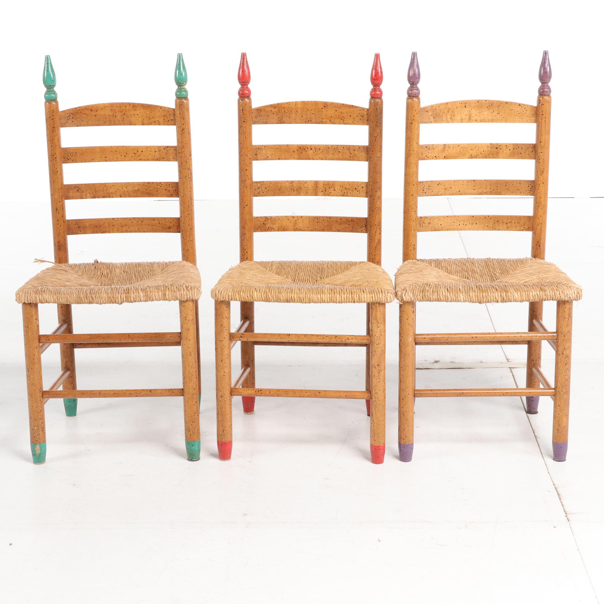 David Marsh Southwest Painted Pine Table and Ladder Back Chair Dining Set