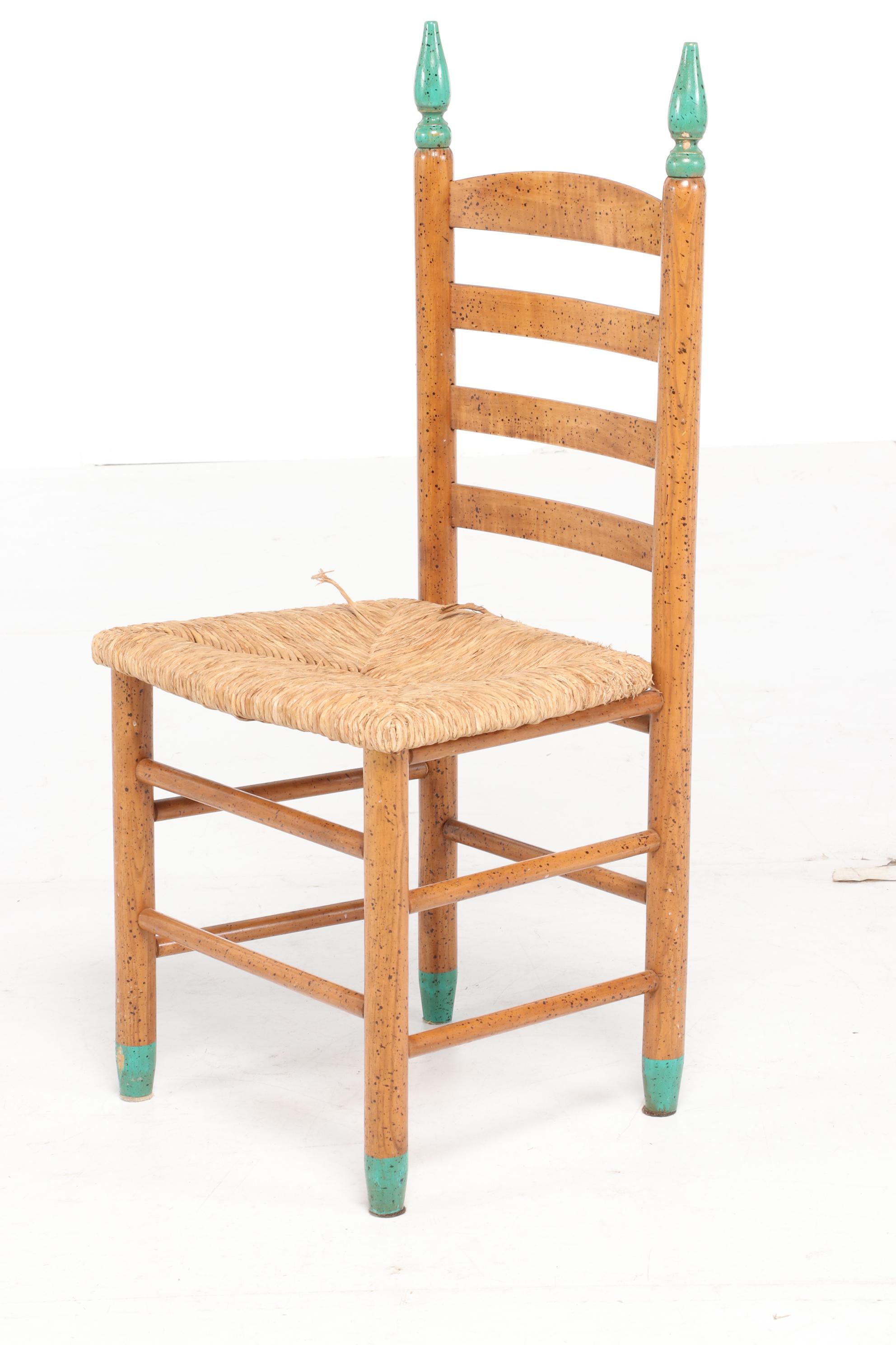 David Marsh Southwest Painted Pine Table and Ladder Back Chair Dining Set