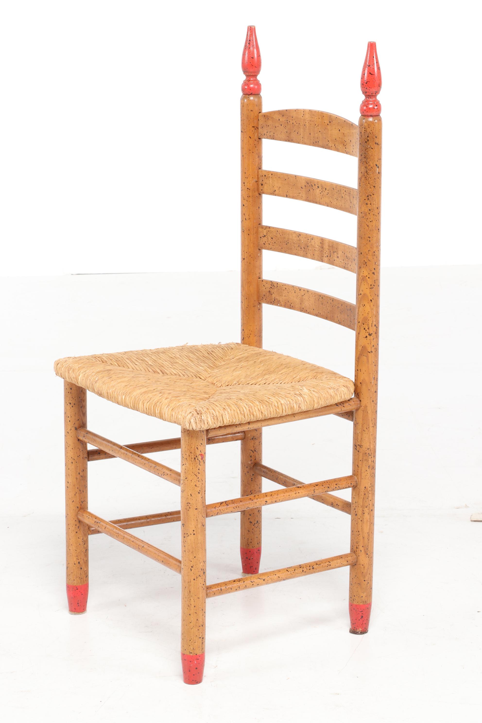 David Marsh Southwest Painted Pine Table and Ladder Back Chair Dining Set