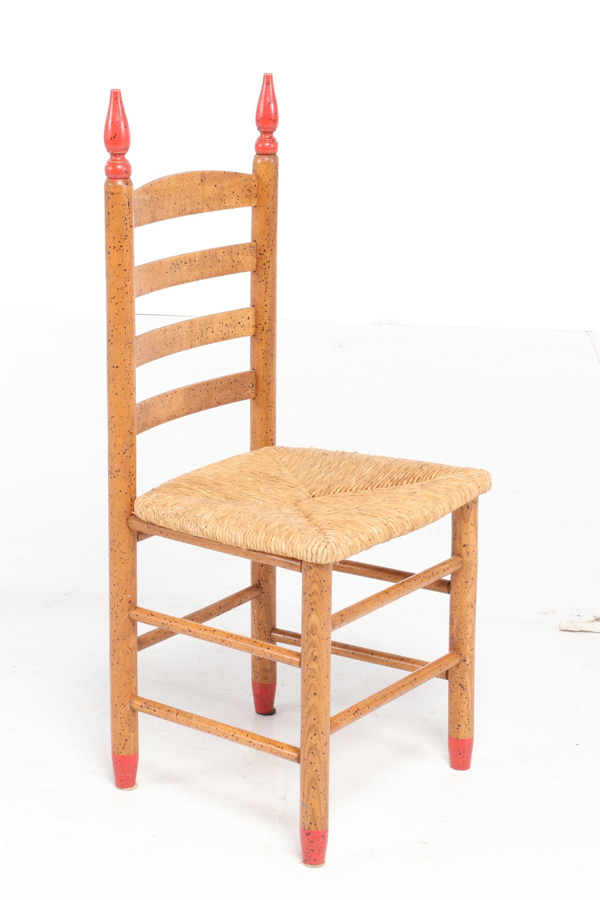David Marsh Southwest Painted Pine Table and Ladder Back Chair Dining Set