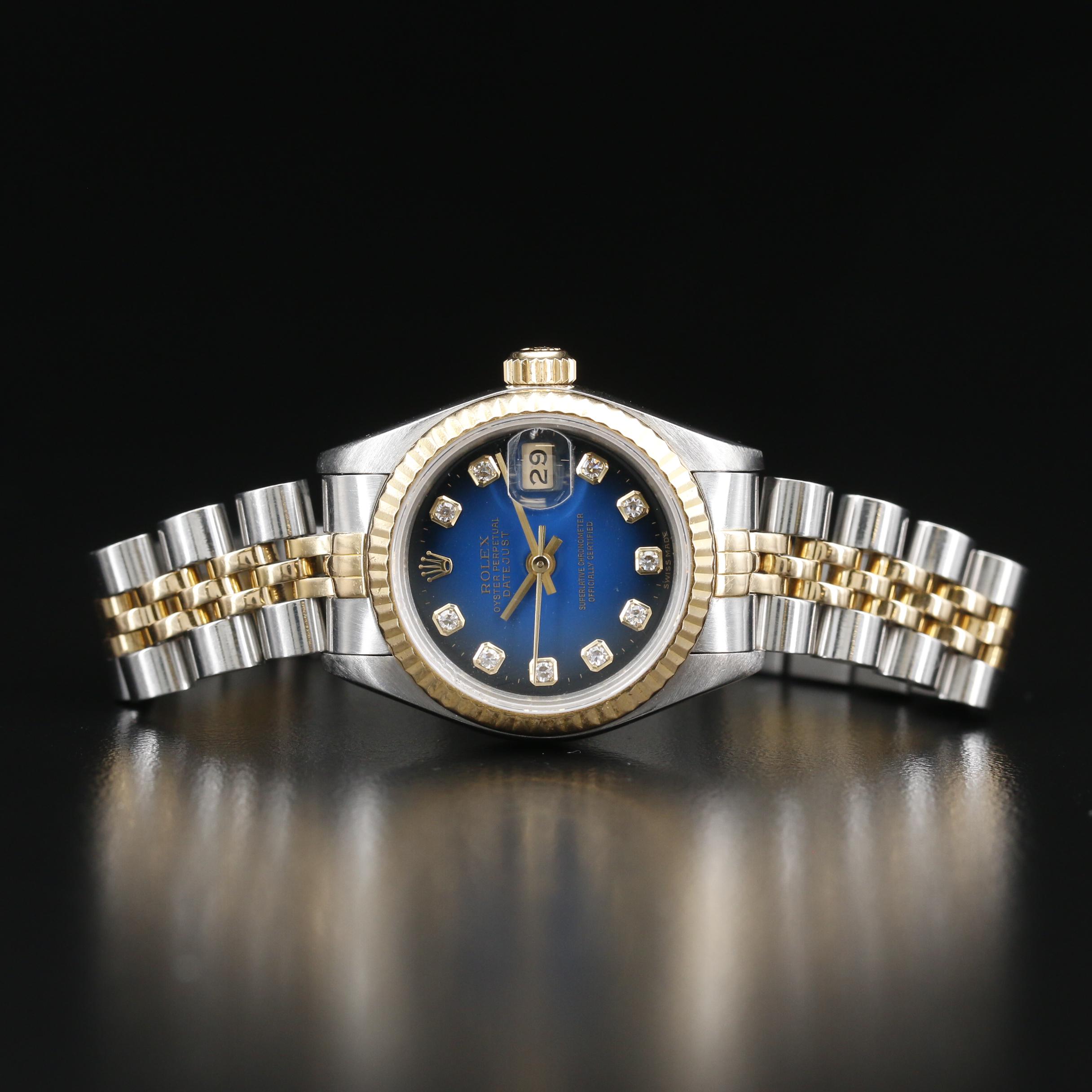 1990 Rolex Datejust Factory Diamond Dial, 18K and Stainless Steel Watch