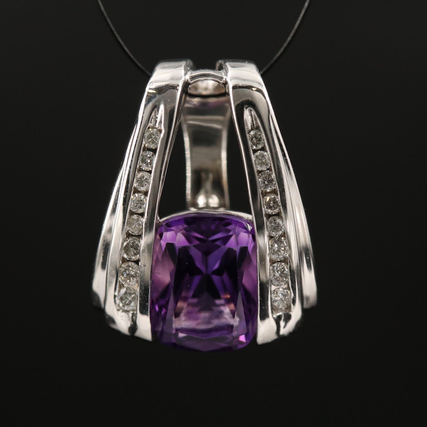 14K Amethyst and Diamond Enhancer Pendant