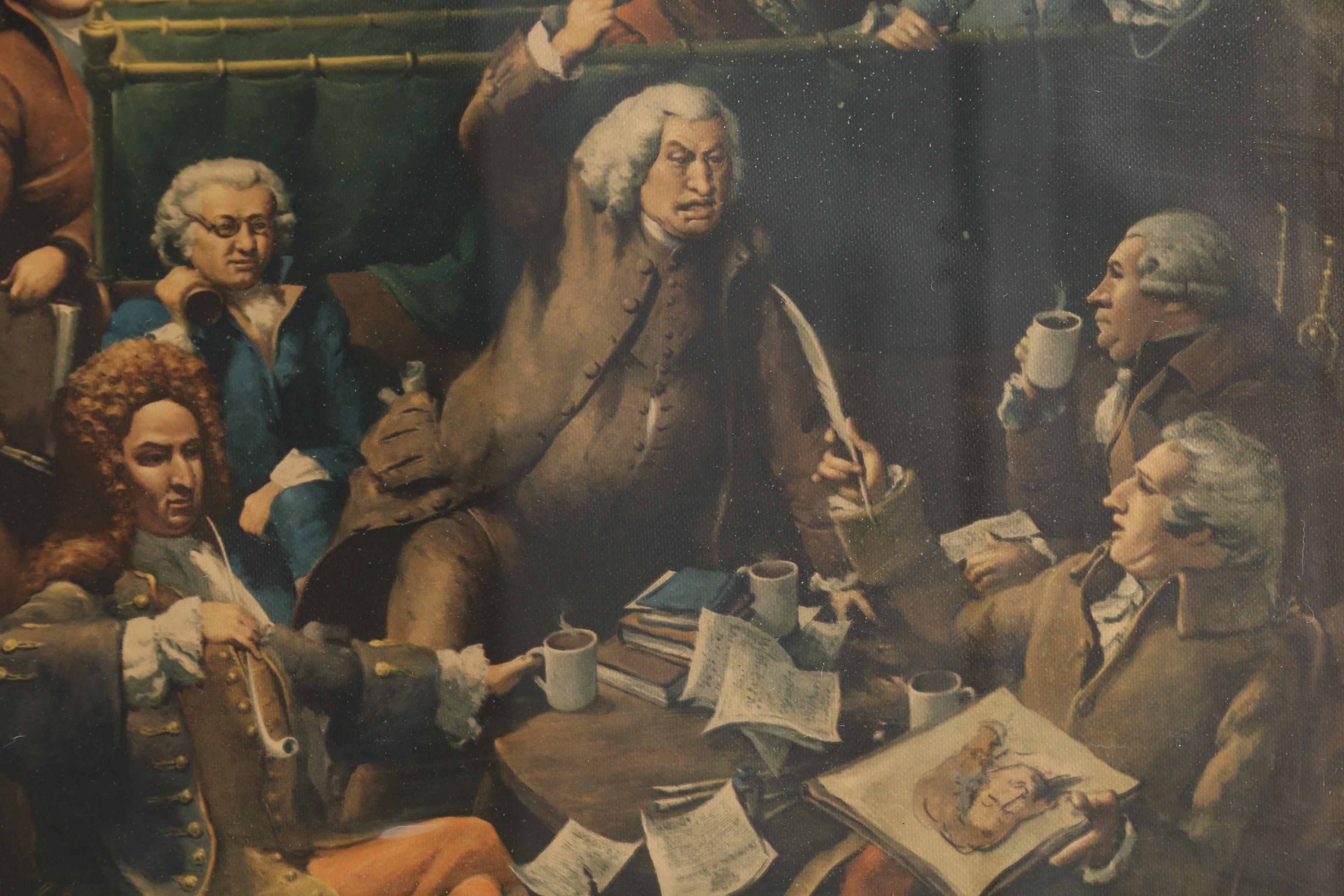 Offset Lithograph after Robert Riggs "18th Century Coffee House"