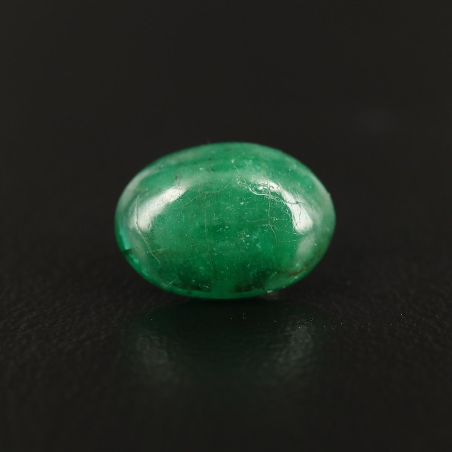 Loose 1.90 CT Oval Cabochon Emerald