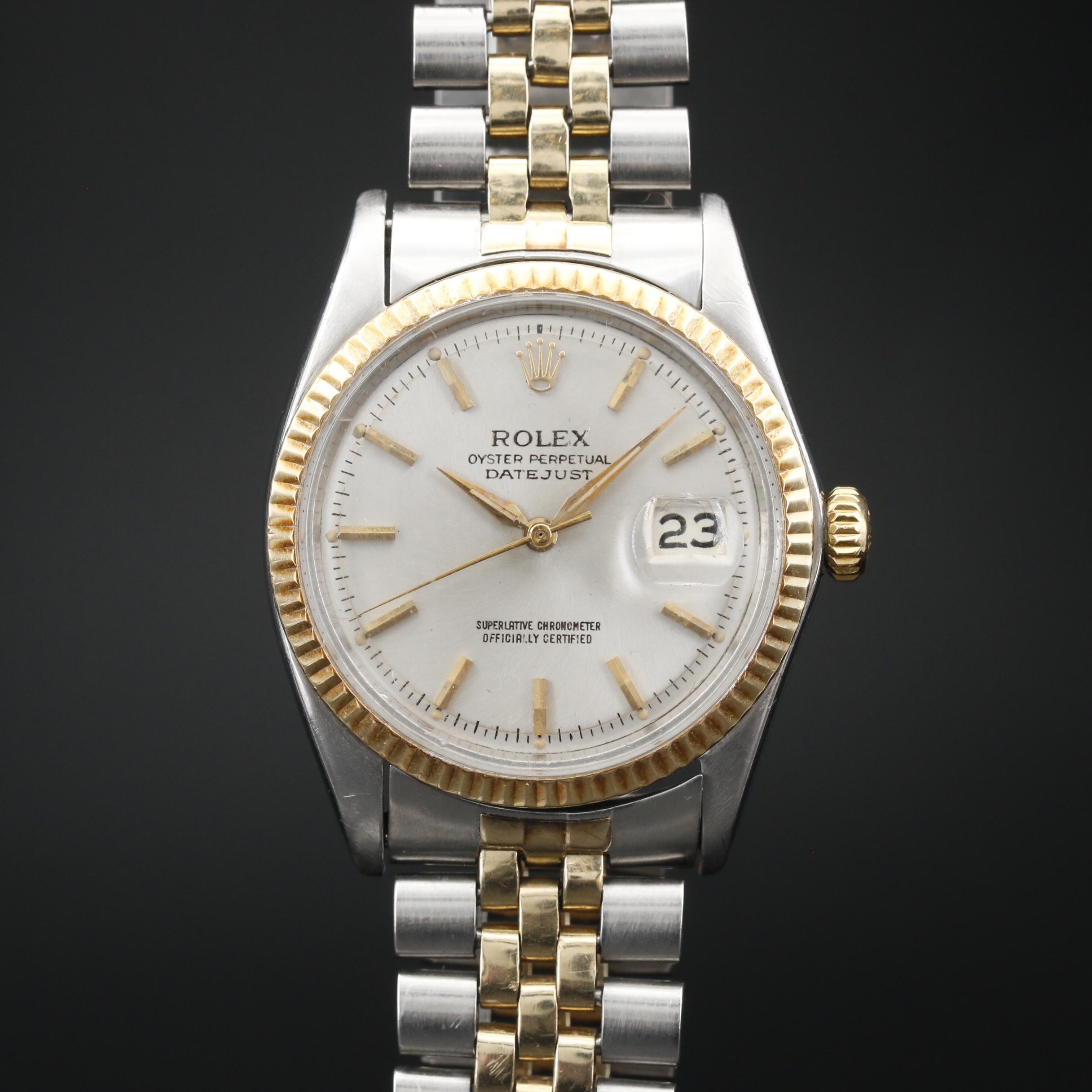 1965 Rolex "Datejust" 14K and Stainless Steel Automatic Watch