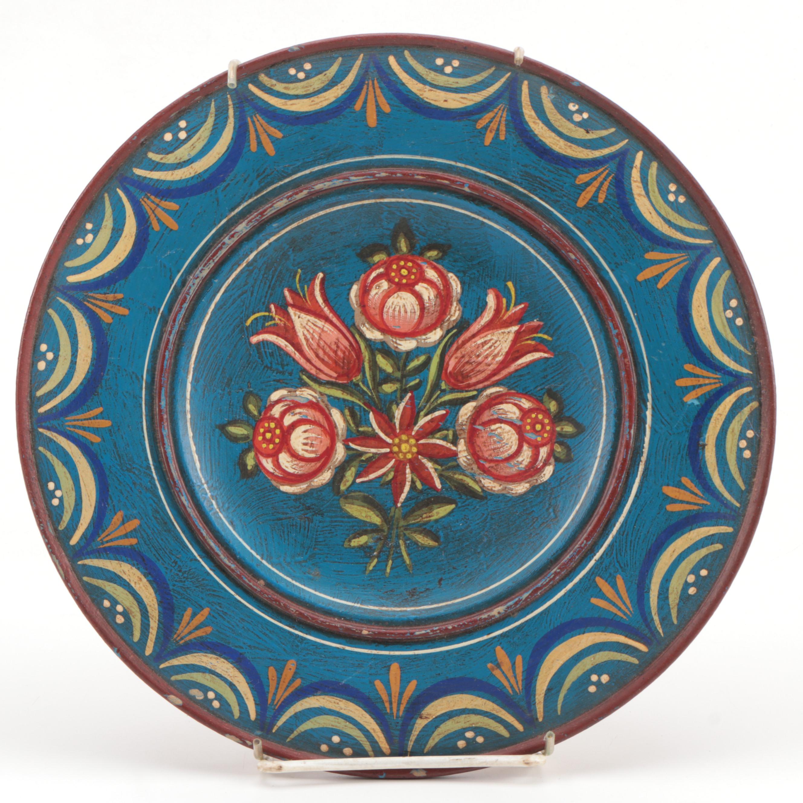 Scandinavian Folk Art Hand Painted Wooden Wall Décor Plates