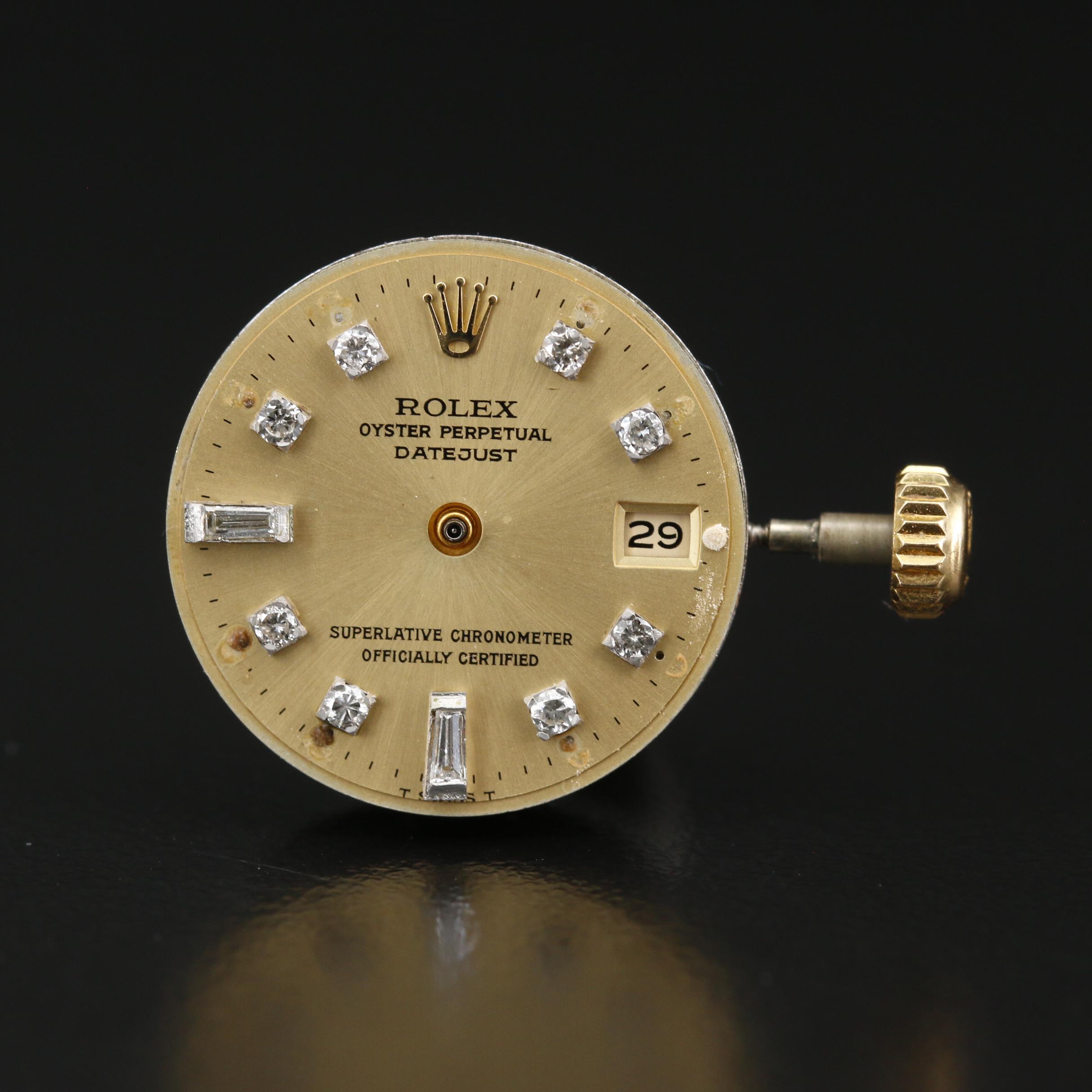 1982 Rolex Datejust 18K Bark Finished Gold and Diamond Automatic Watch