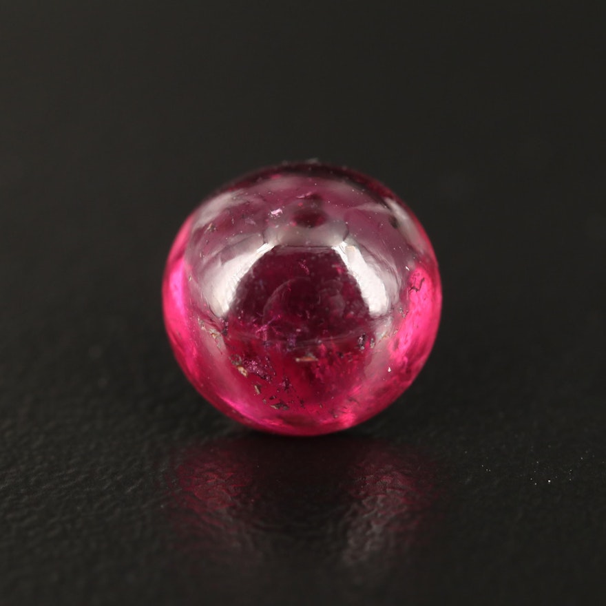 Loose 3.16 CT Round Rubellite Tourmaline Cabochon