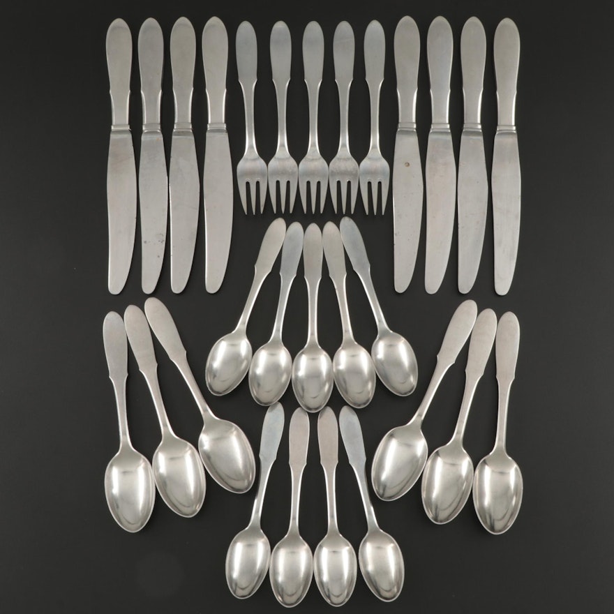 Georg Jensen "Mitra" Stainless Steel Flatware, Mid to Late 20th Century