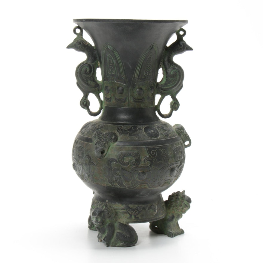 Qing Dynasty Archaistic Bronze Altar Urn, Mid-19th Century