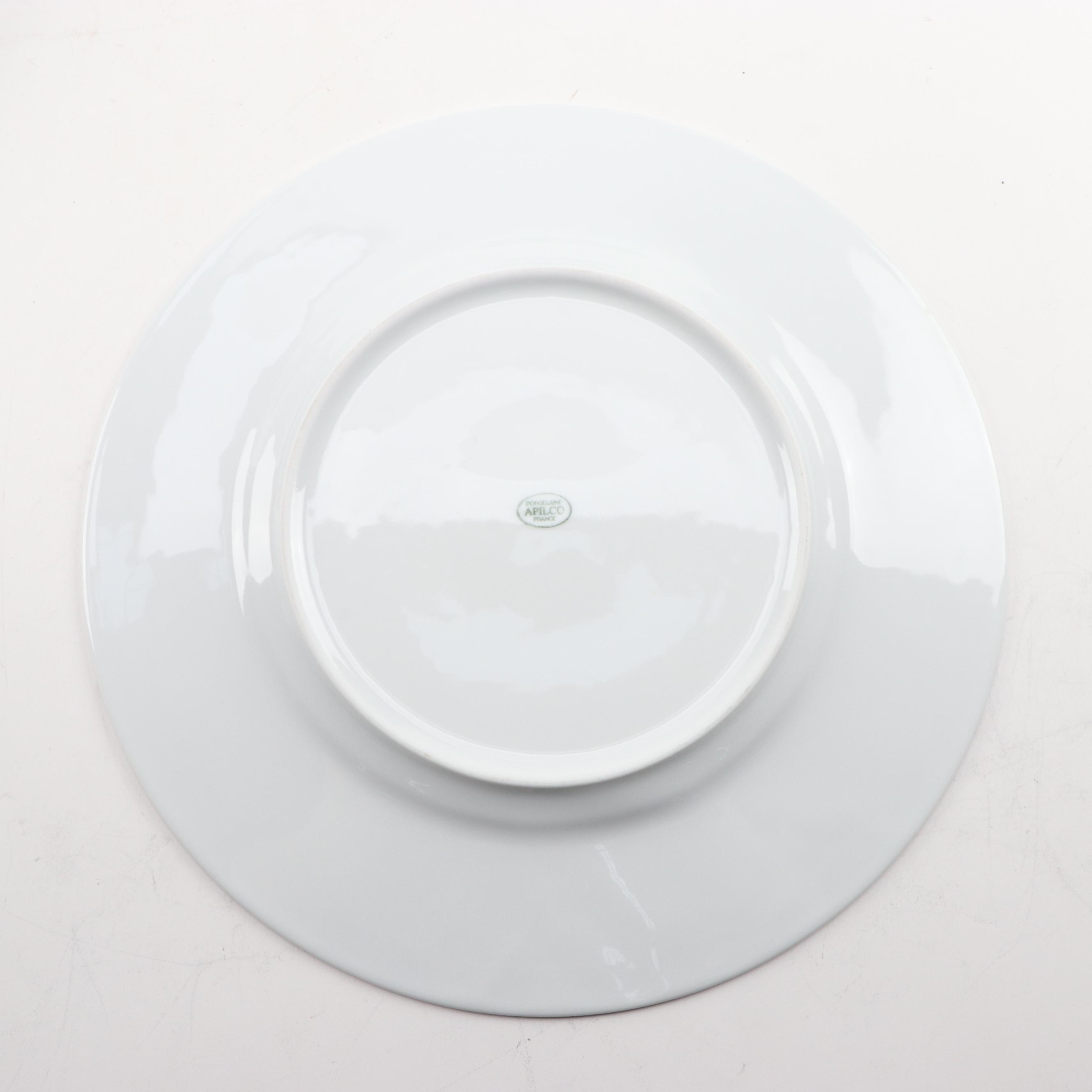 White Apilco Ceramic Dinner Plates