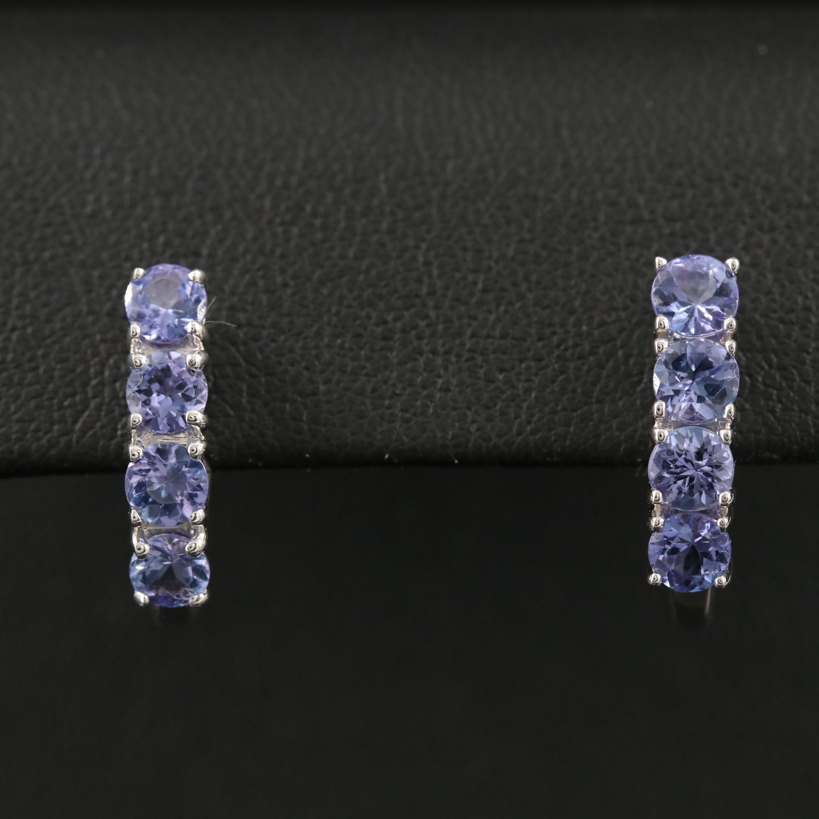 Sterling Tanzanite J-Hoop Earrings