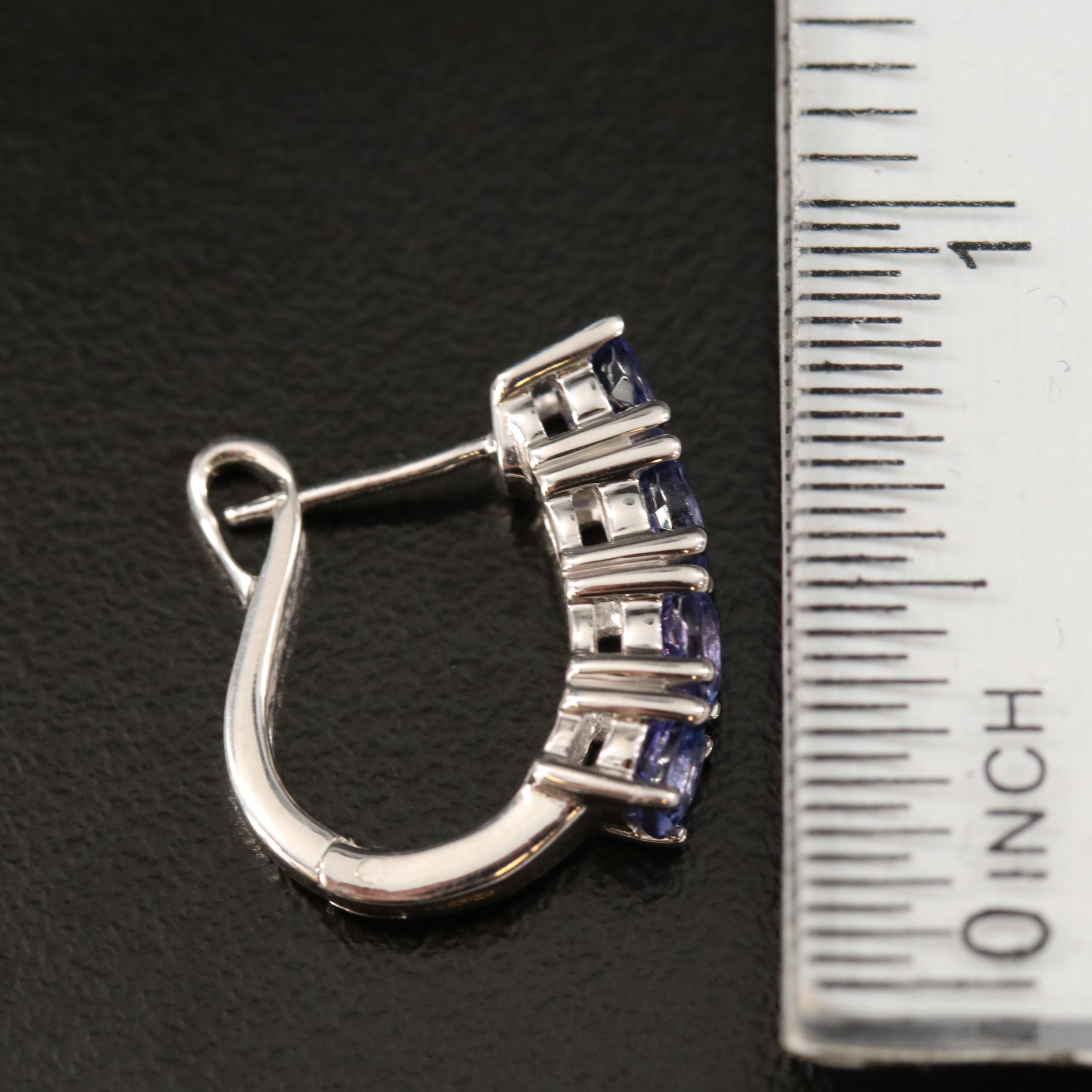 Sterling Tanzanite J-Hoop Earrings