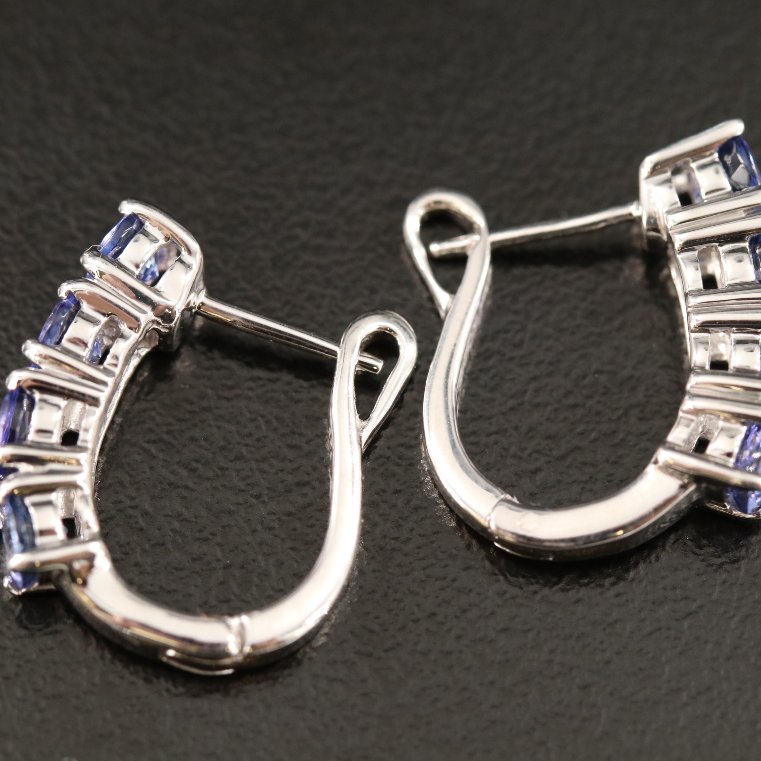 Sterling Tanzanite J-Hoop Earrings