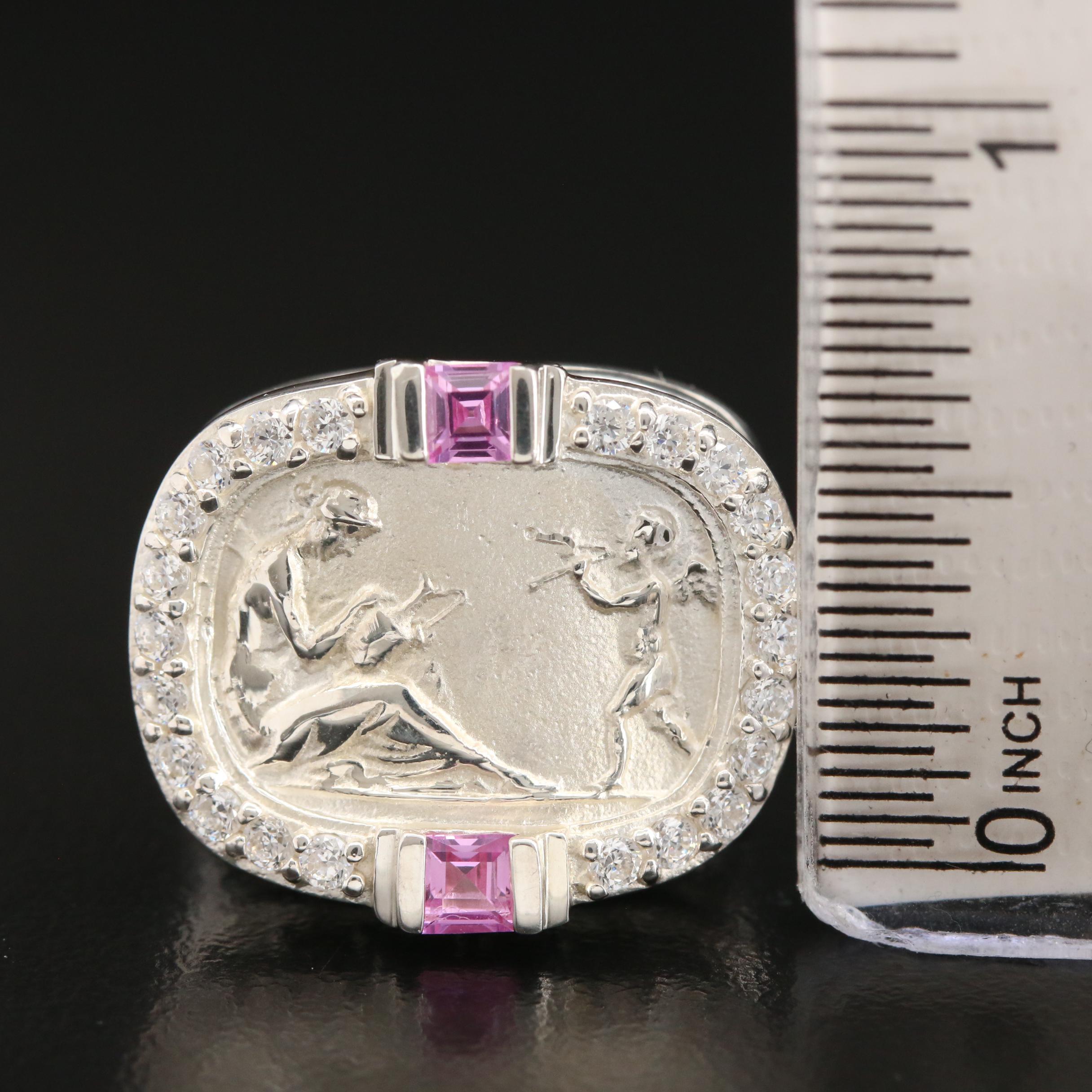 SeidenGang Sterling Pink Sapphire and Cubic Zirconia Ring