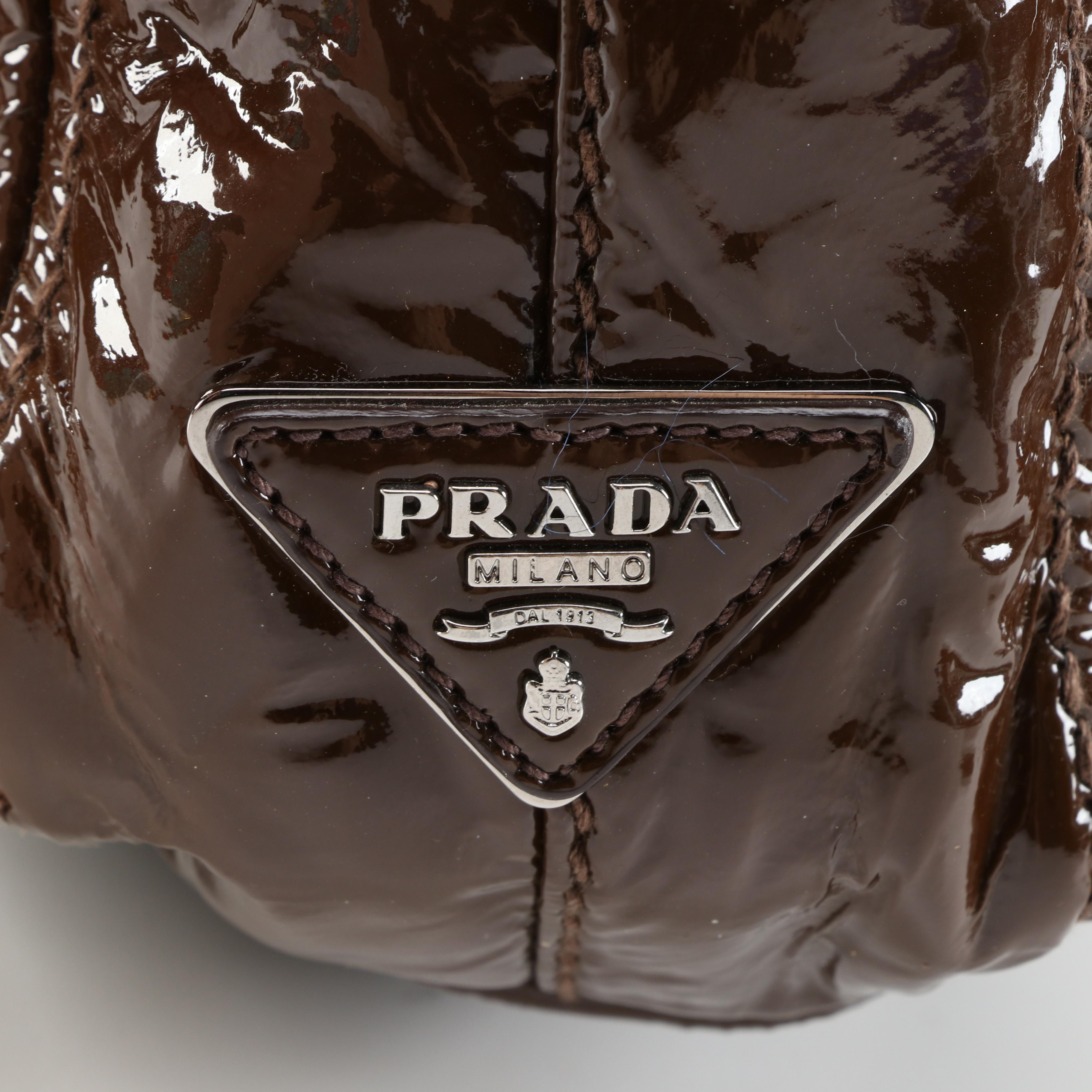 Prada Cacao Vernice Patent Leather Two-Way Handbag