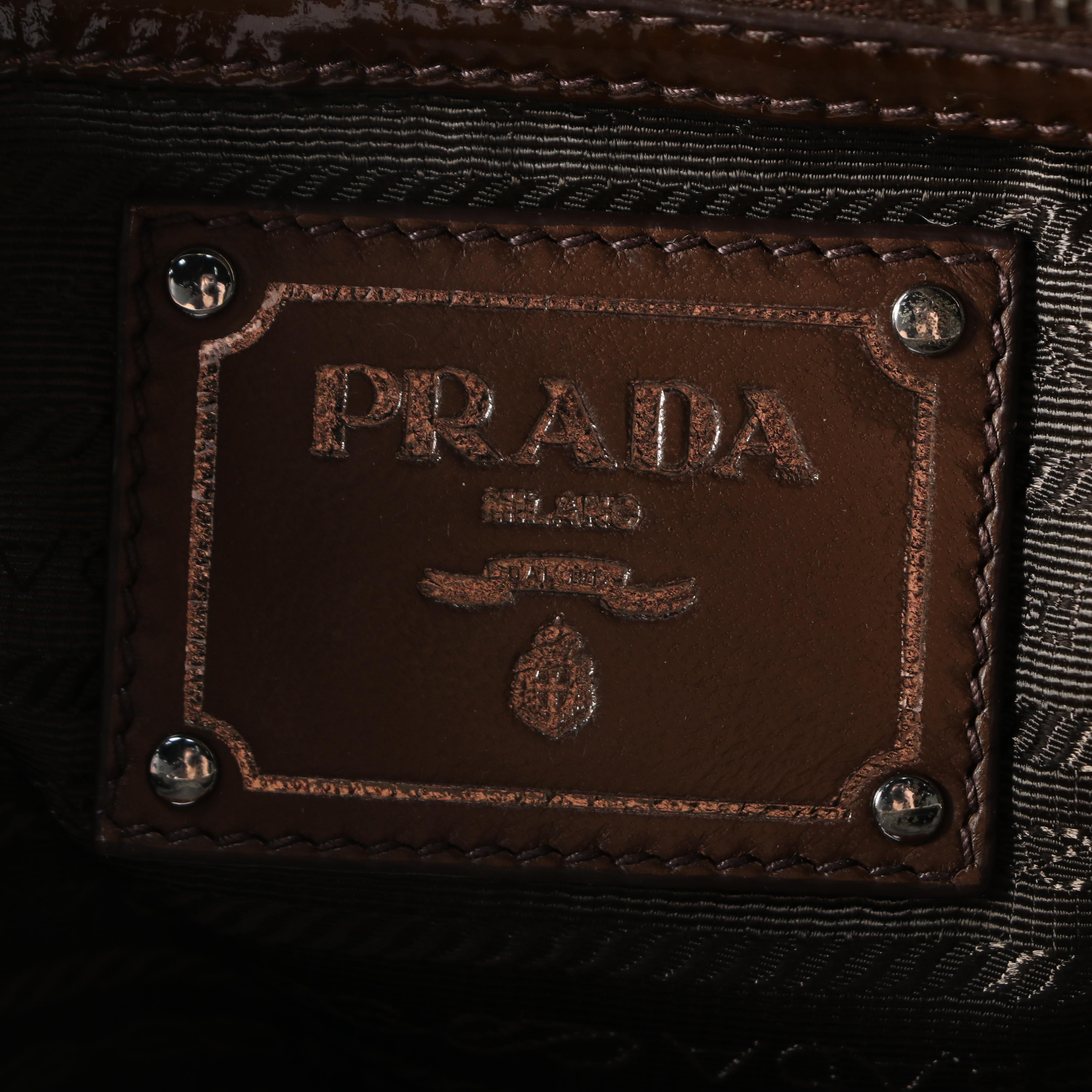 Prada Cacao Vernice Patent Leather Two-Way Handbag