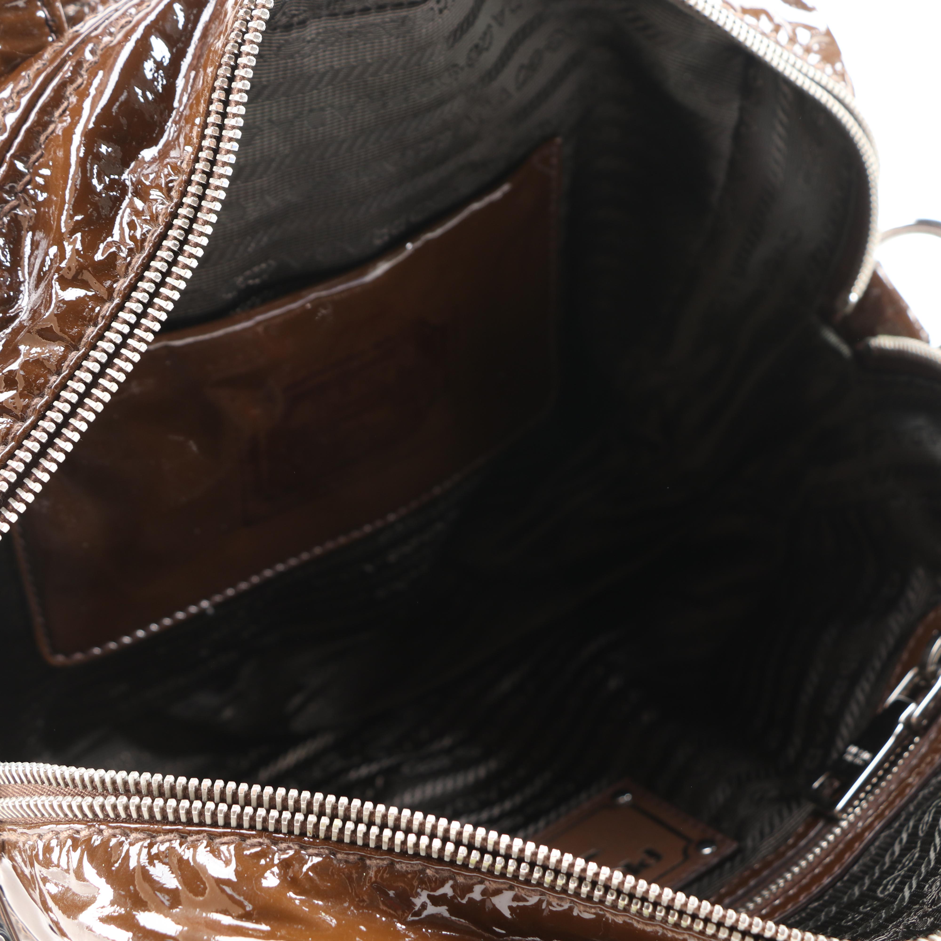 Prada Cacao Vernice Patent Leather Two-Way Handbag