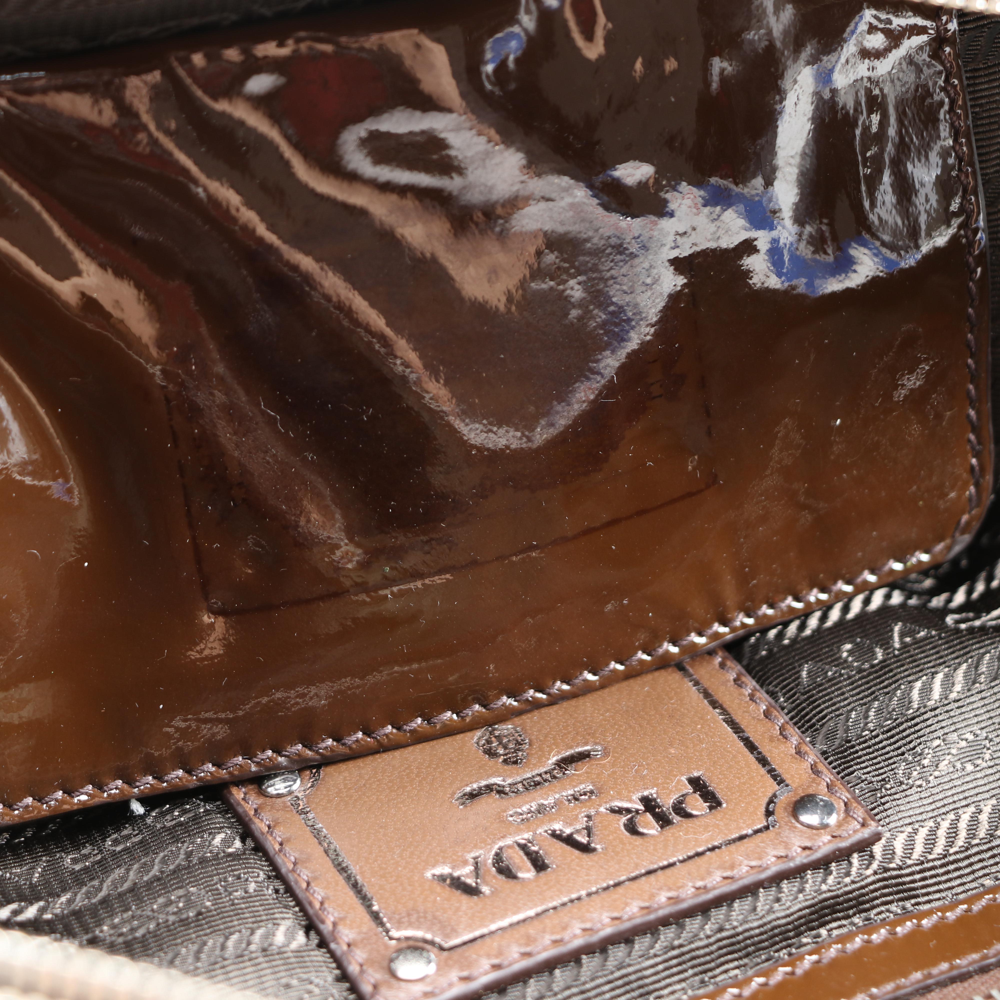 Prada Cacao Vernice Patent Leather Two-Way Handbag