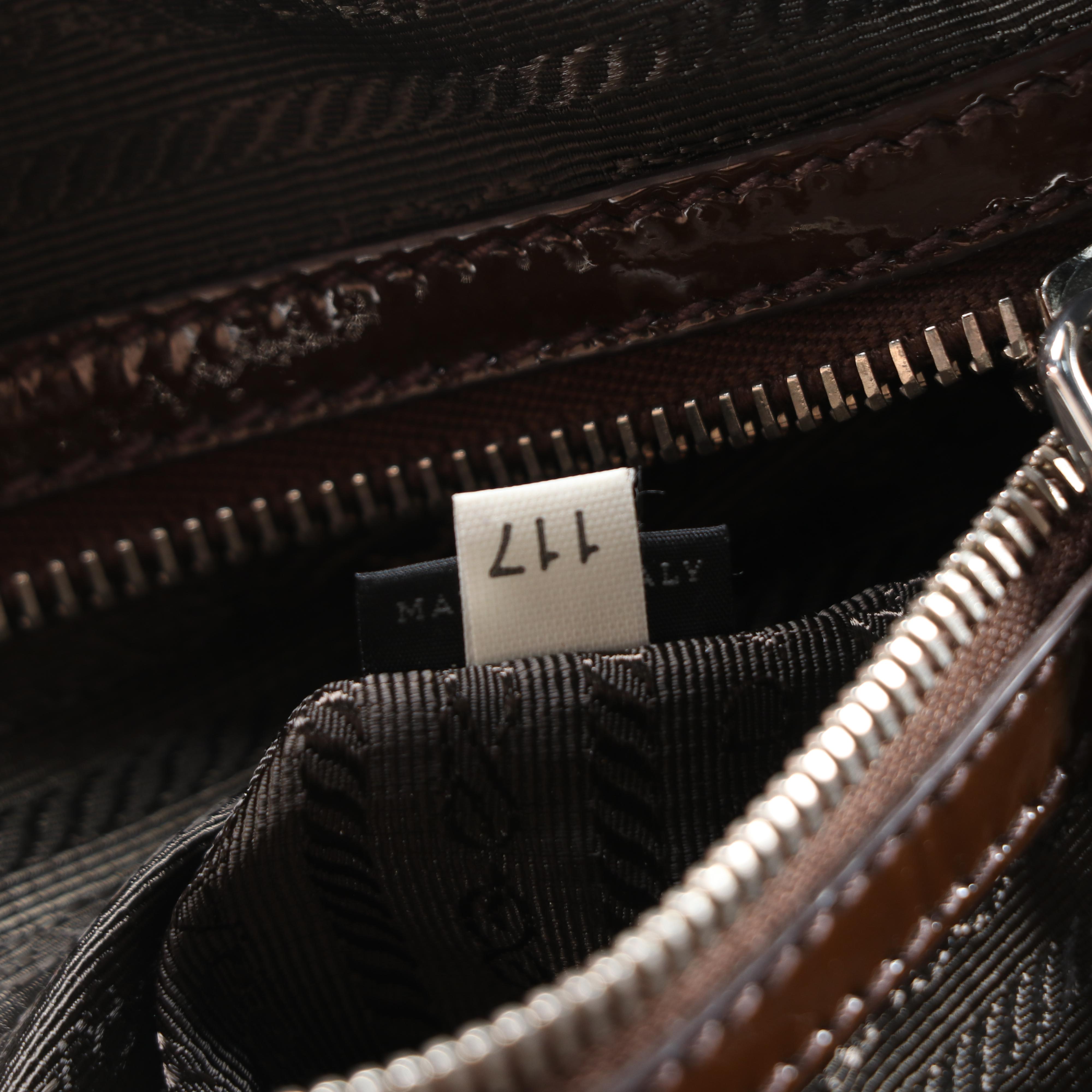 Prada Cacao Vernice Patent Leather Two-Way Handbag