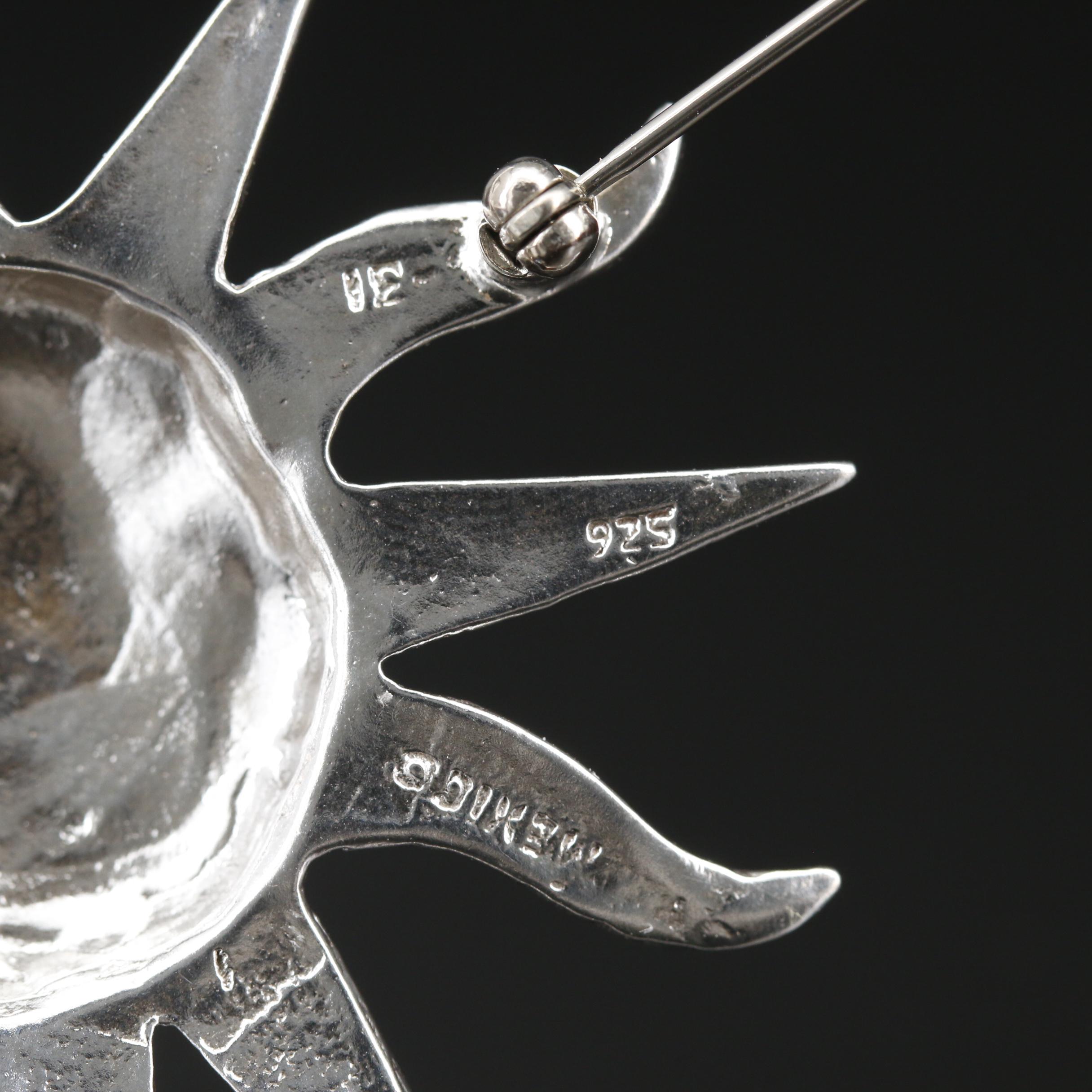 Sterling Silver Smiling Sun Brooch