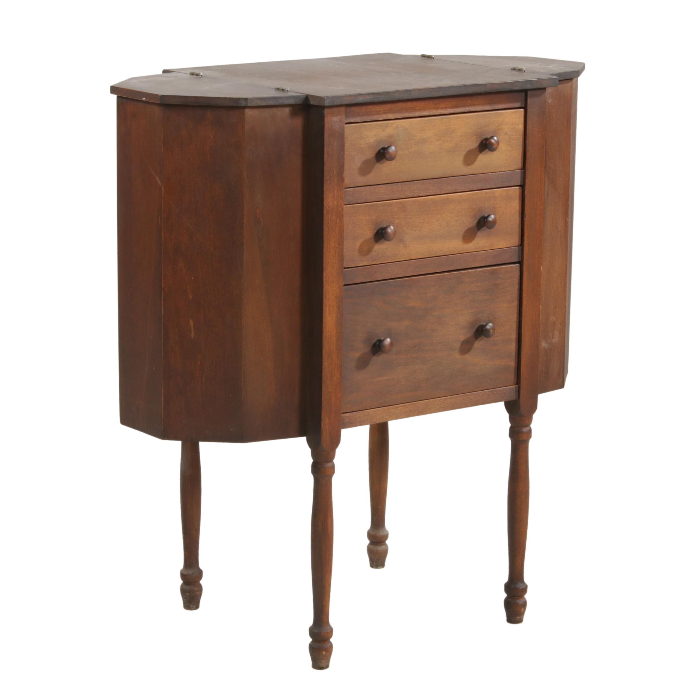 Federal Style "Martha Washington" Walnut Sewing Cabinet, Early 20th Century