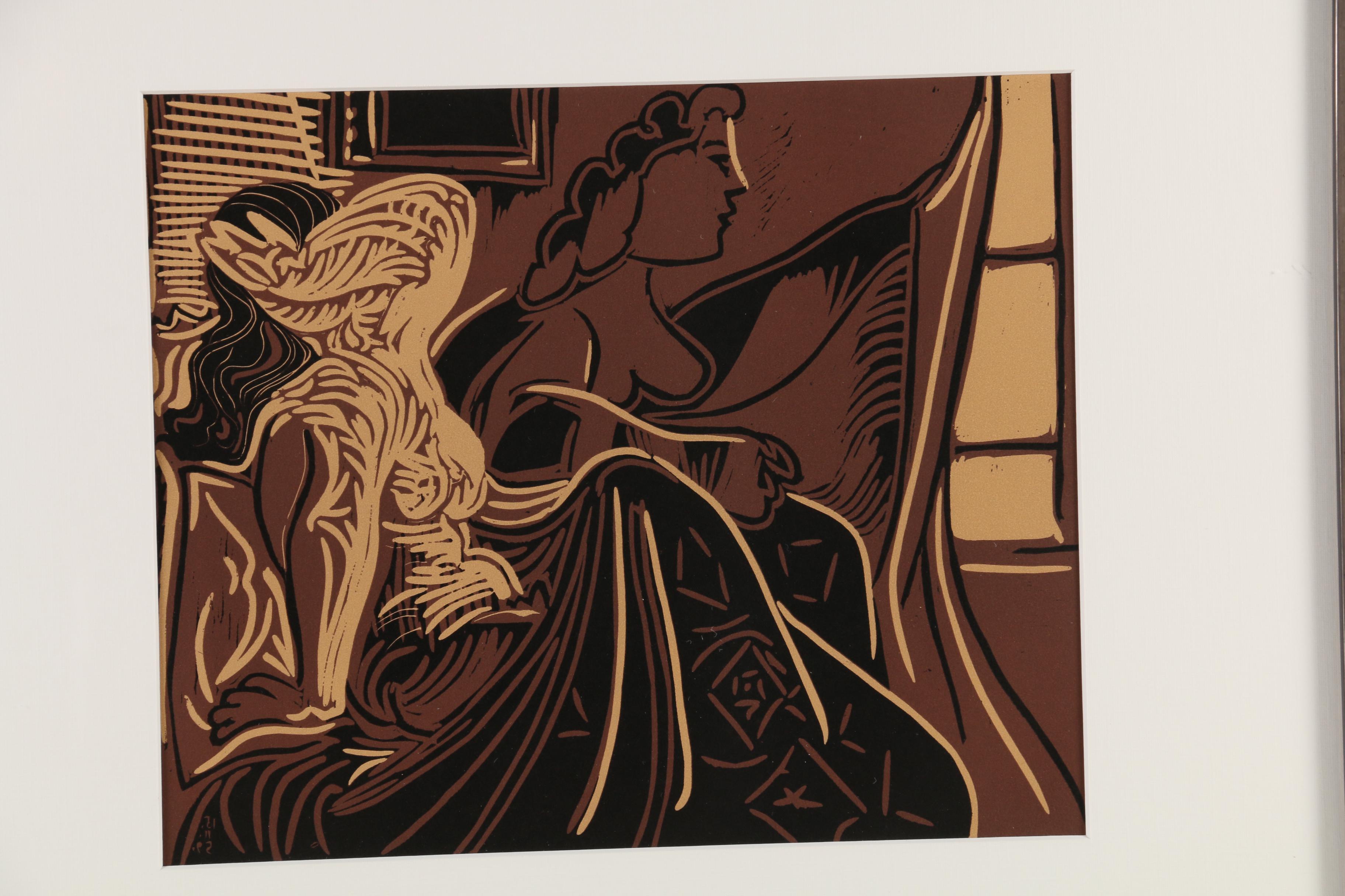 Pablo Picasso Linoleum Cut "Two Women at the Window", 1962