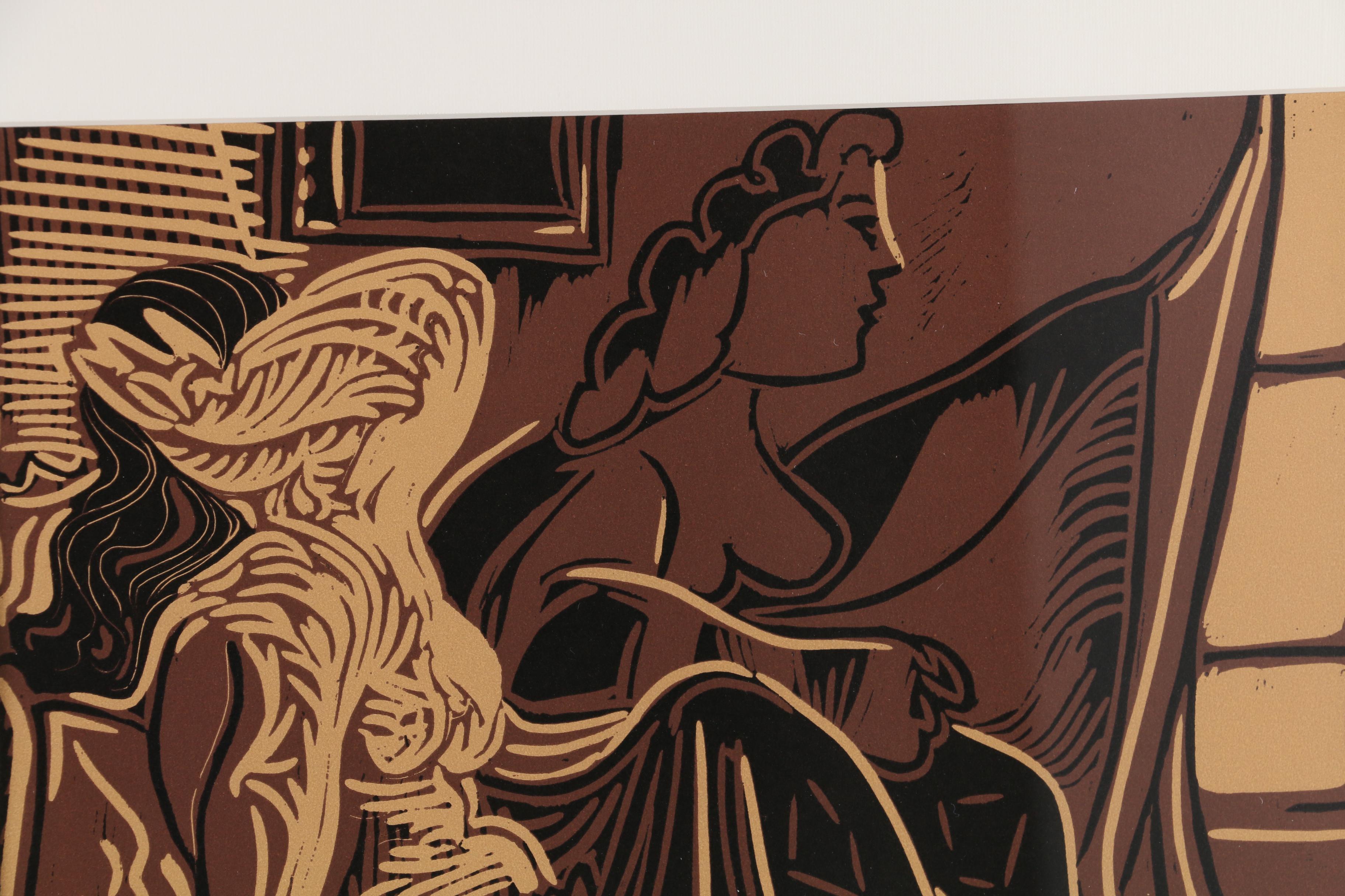 Pablo Picasso Linoleum Cut "Two Women at the Window", 1962