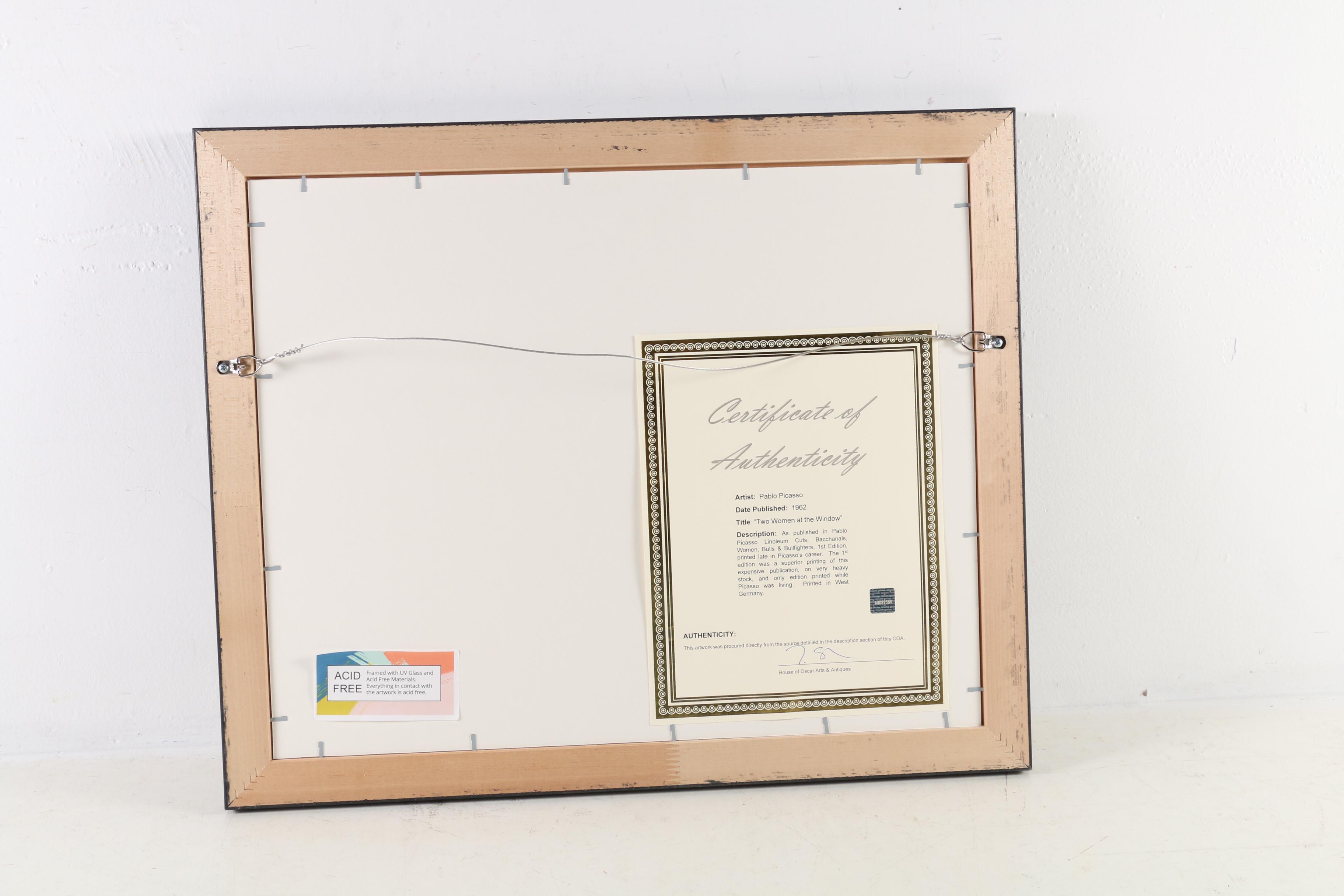 Pablo Picasso Linoleum Cut "Two Women at the Window", 1962