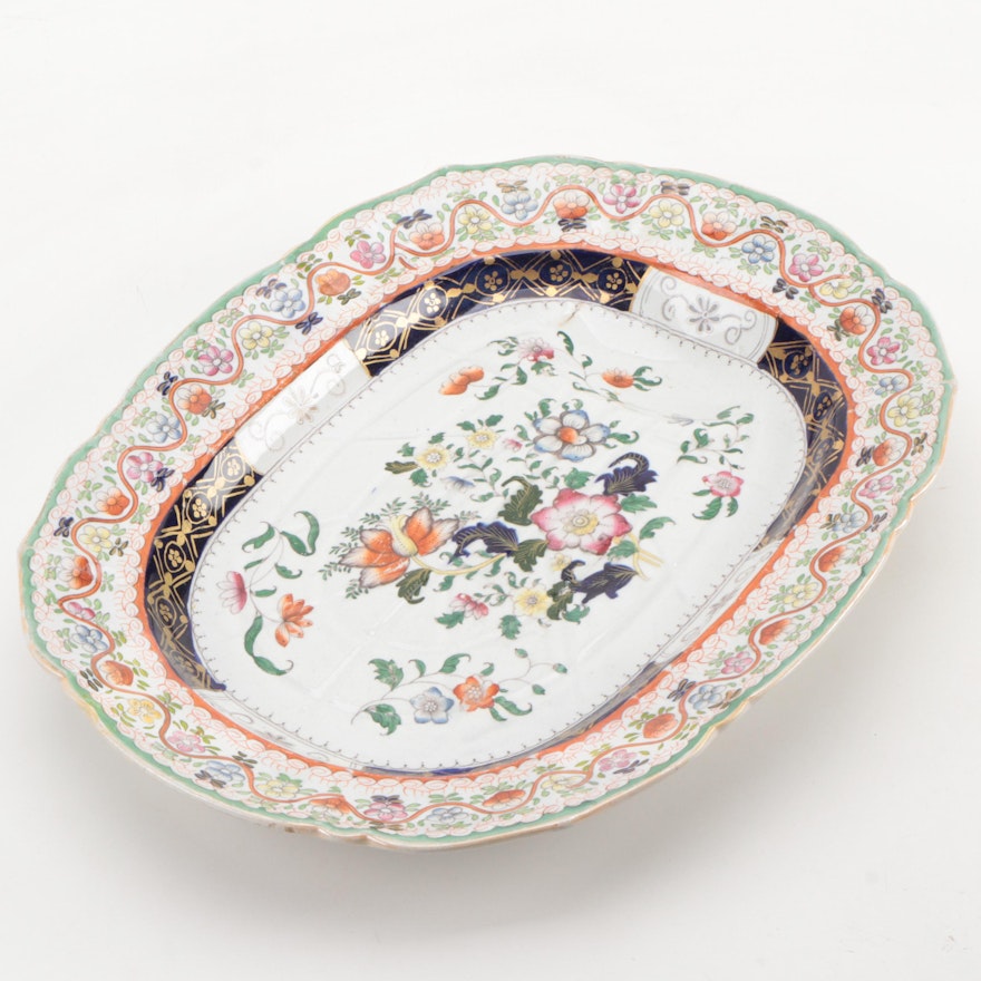 Mason's Chinoiserie Hand-Colored Transferware Ironstone Well Platter