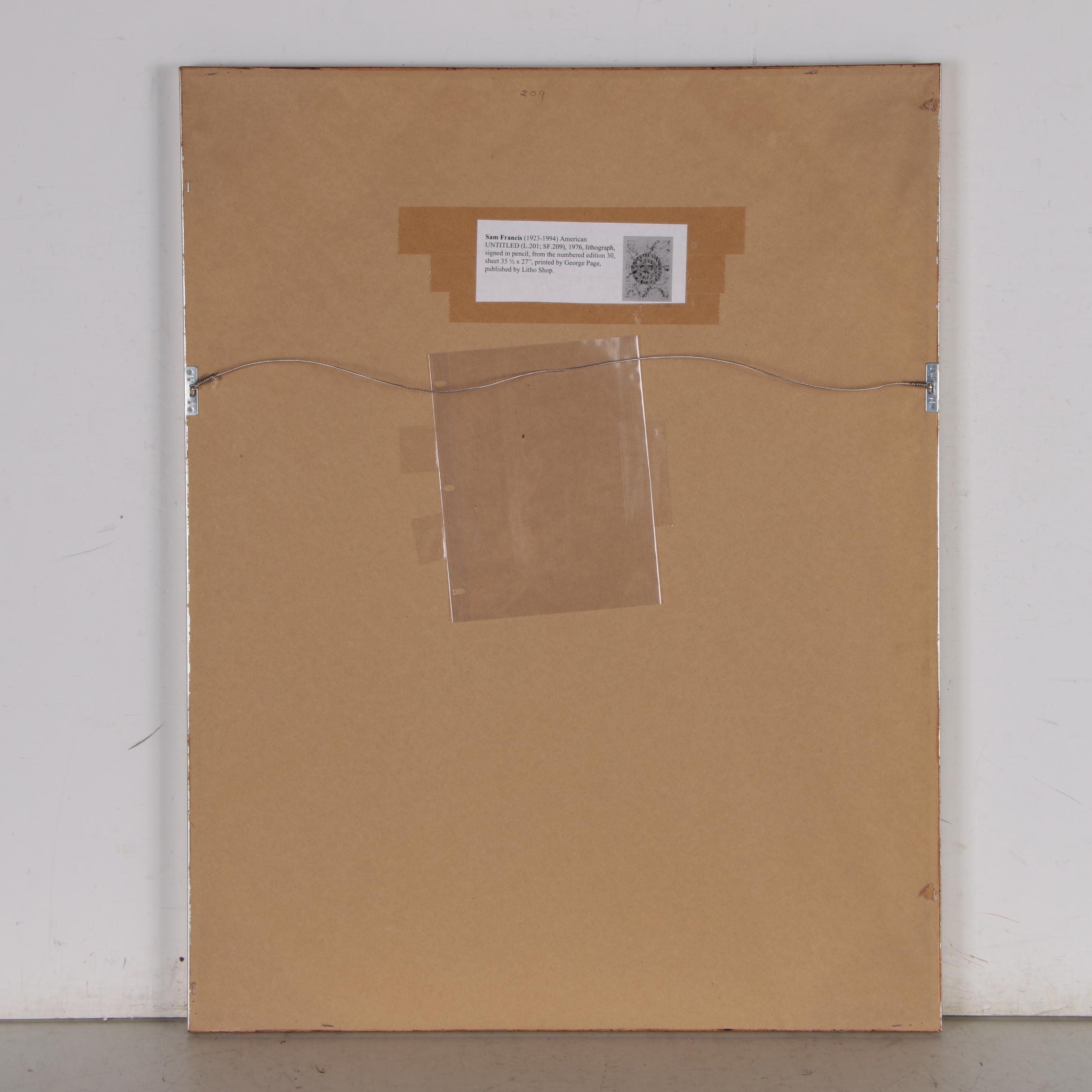 Sam Francis Abstract Lithograph, 1976