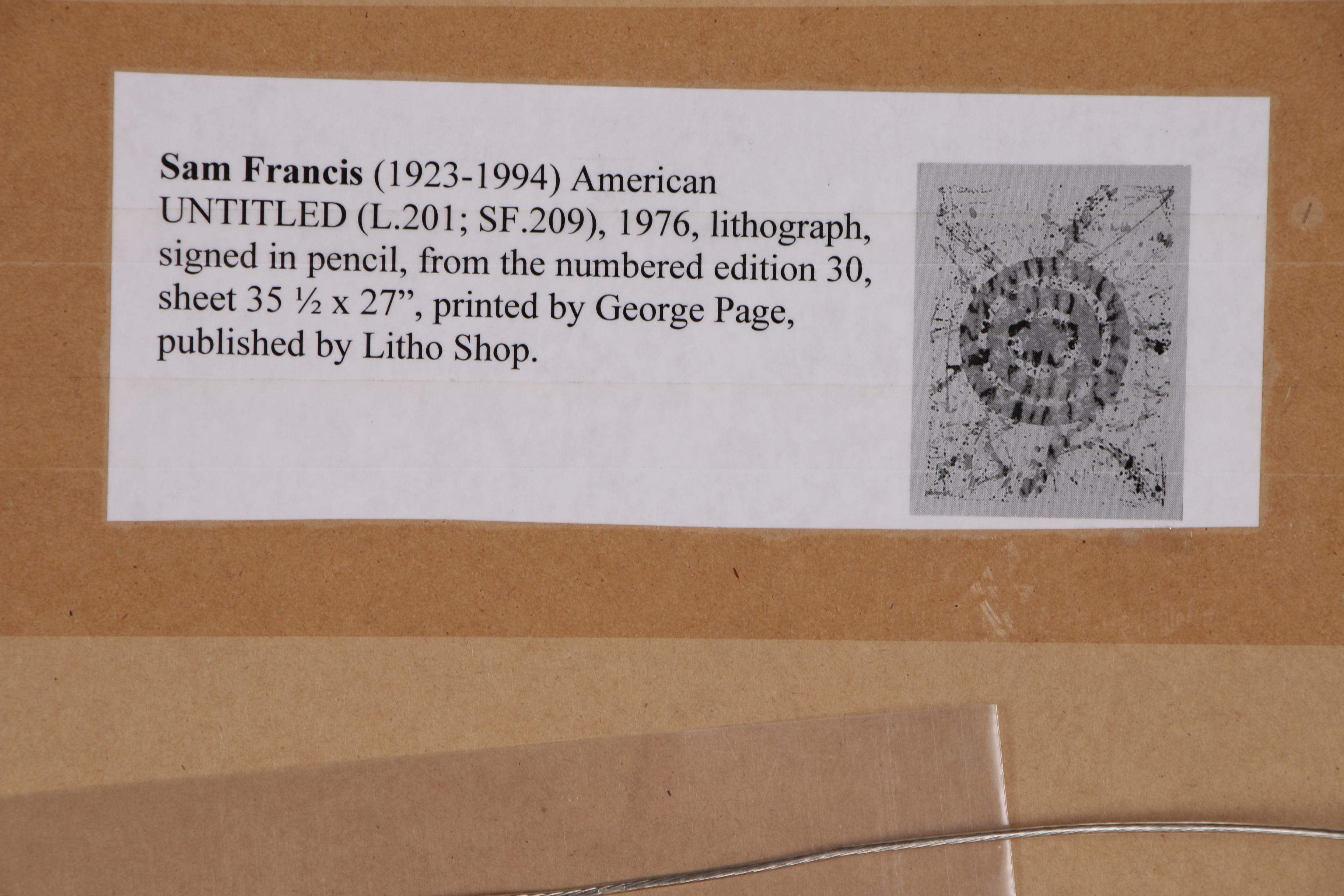 Sam Francis Abstract Lithograph, 1976