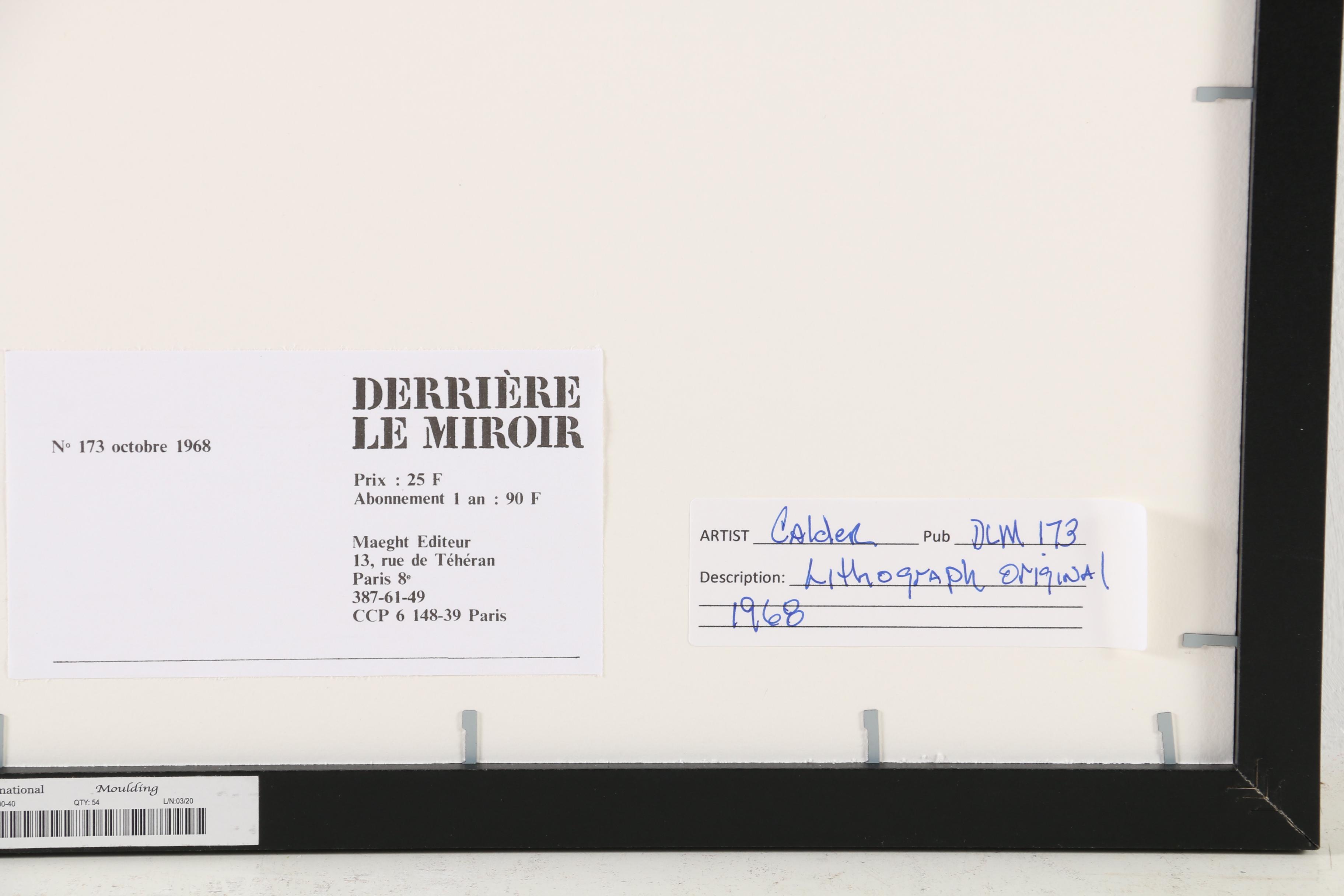 Alexander Calder Lithograph for "Derrière le Miroir", 1968