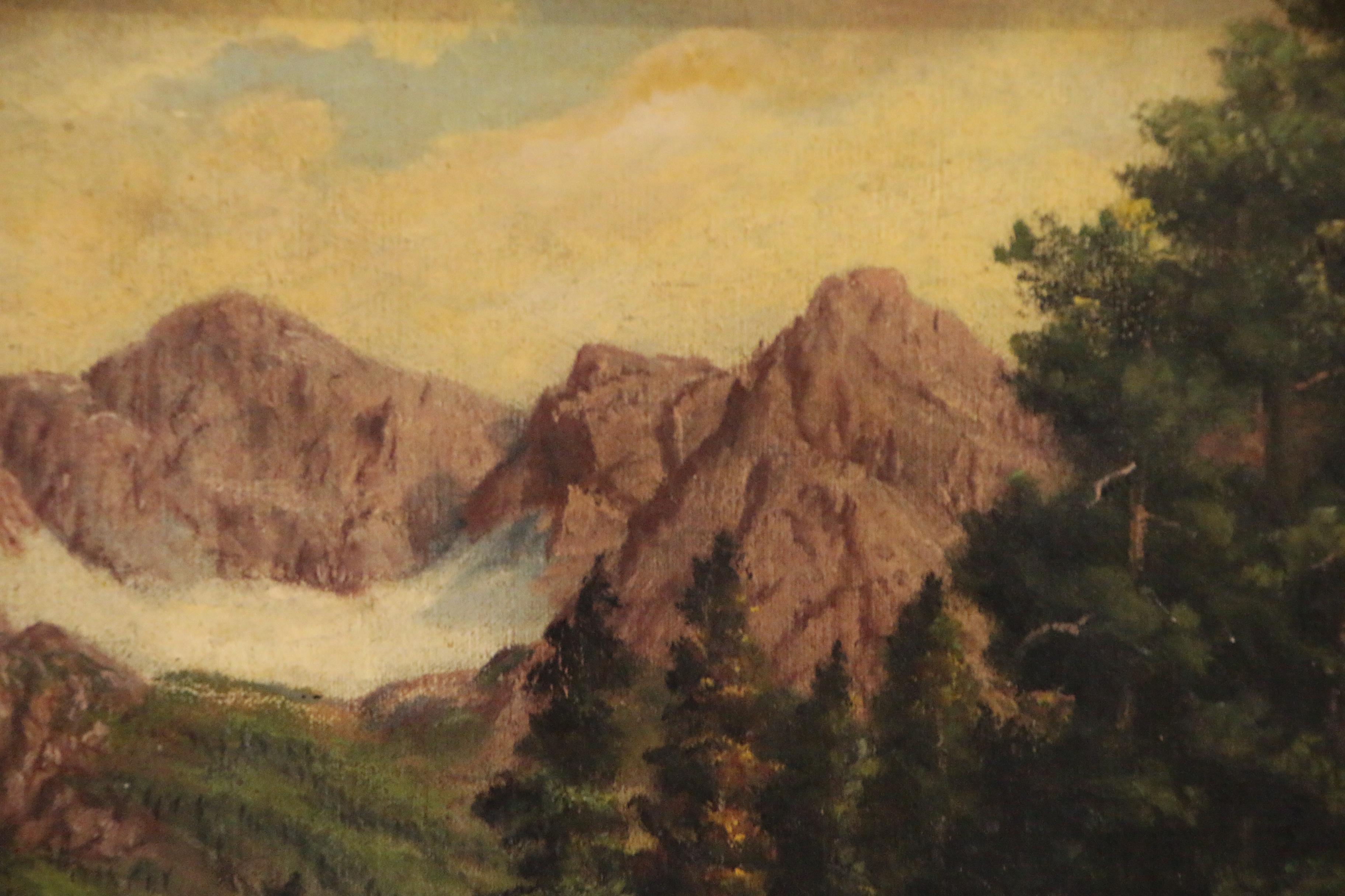 William E. Shepard Oil Painting "Perils of Pioneers", Early 20th Century