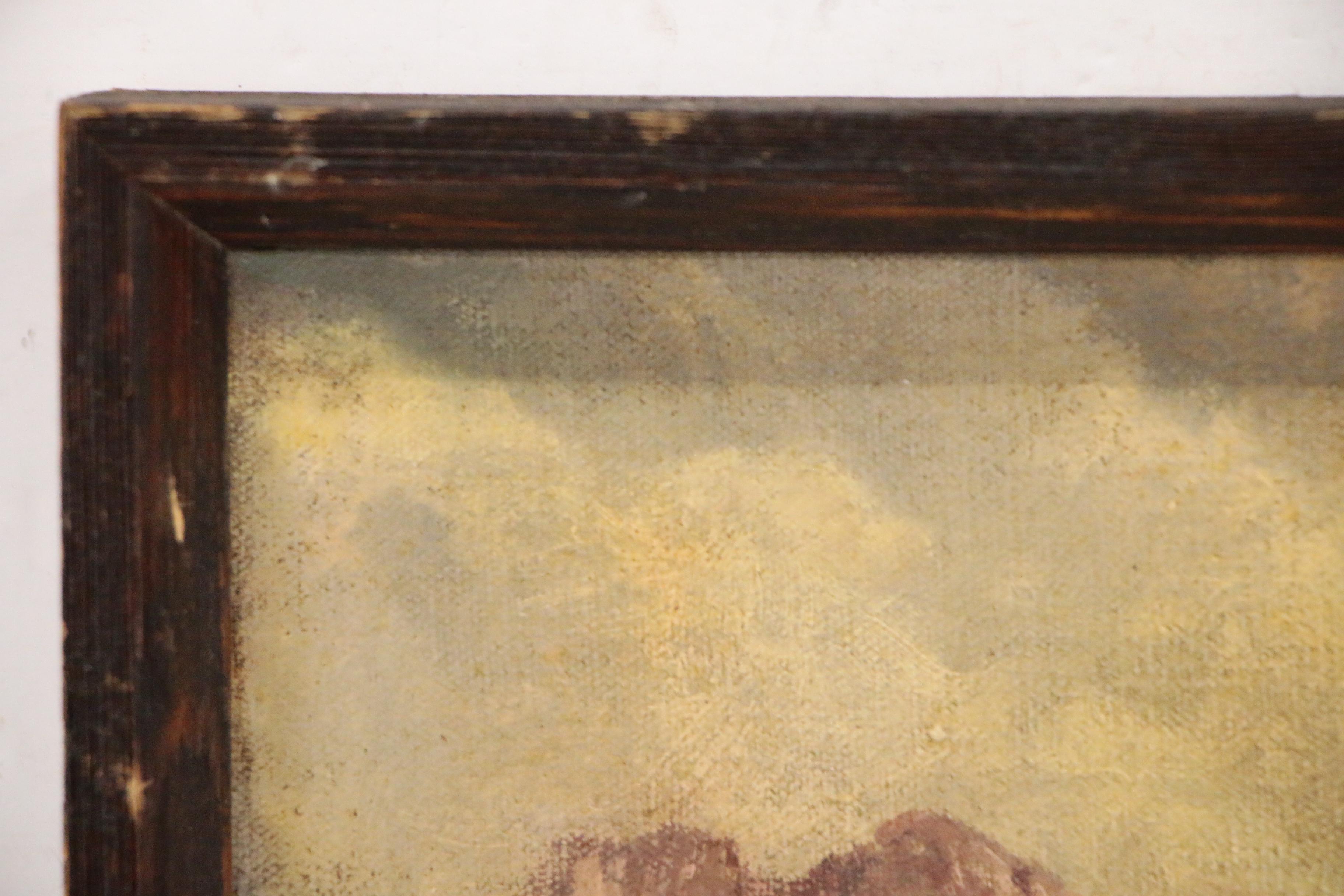 William E. Shepard Oil Painting "Perils of Pioneers", Early 20th Century