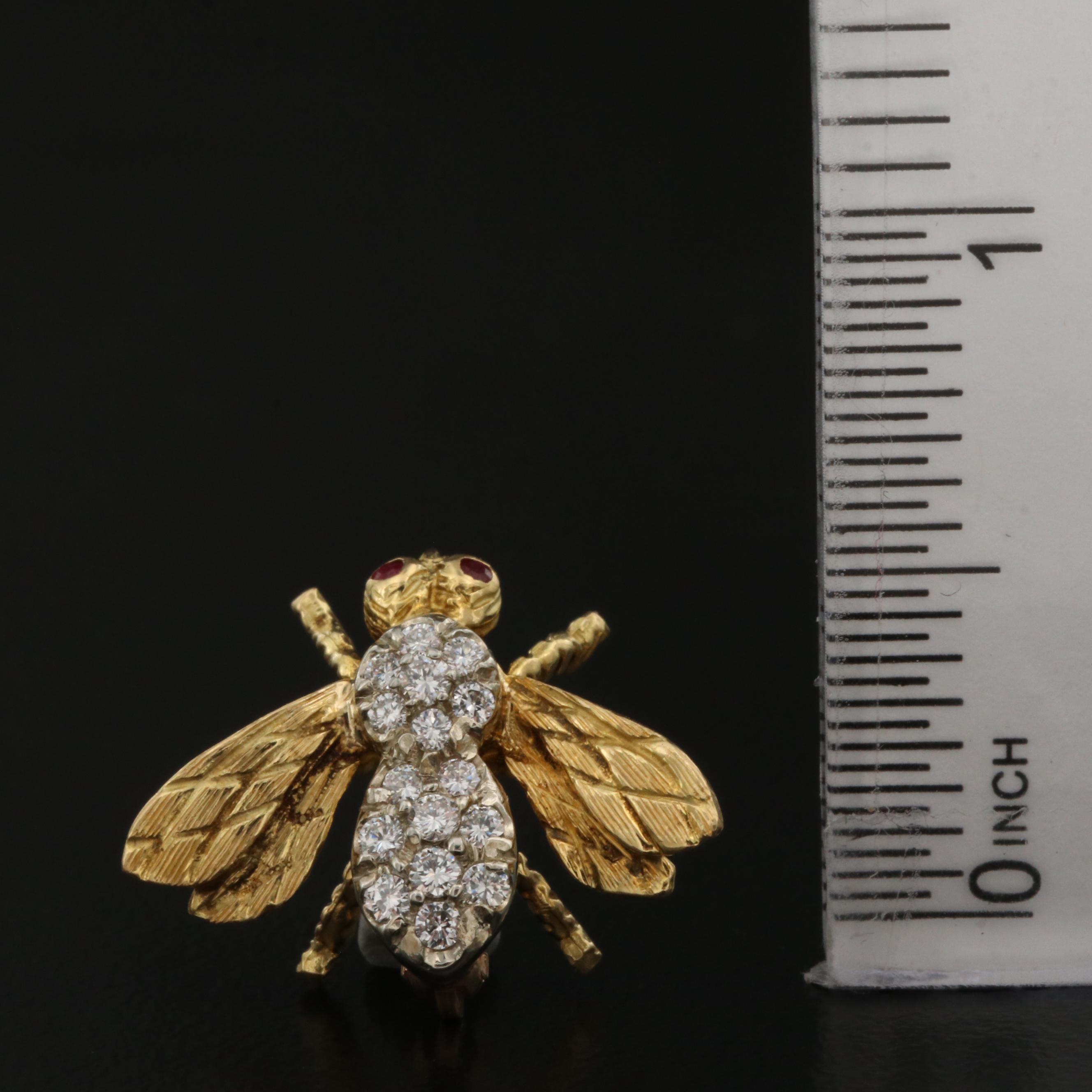 Herbert Rosenthal 18K Diamond and Ruby Bee Brooch