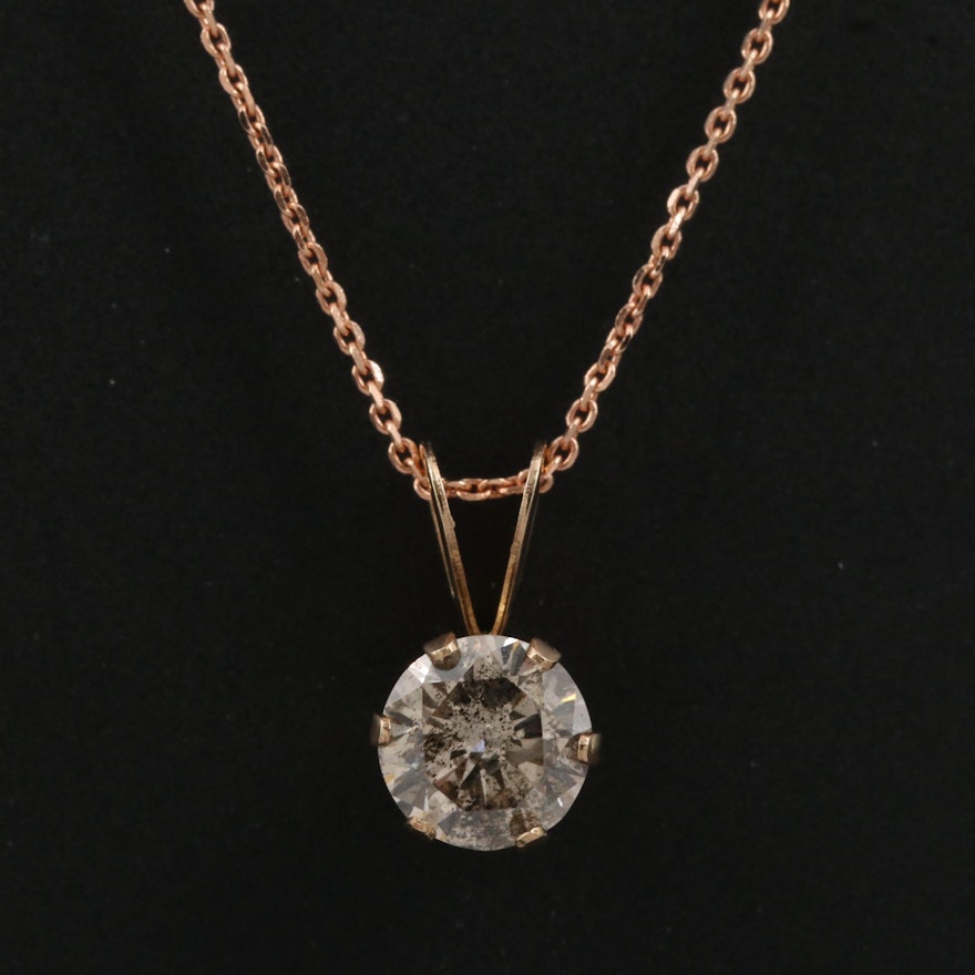 14K 0.50 CT Diamond Necklace Featuring Rose Gold Chain