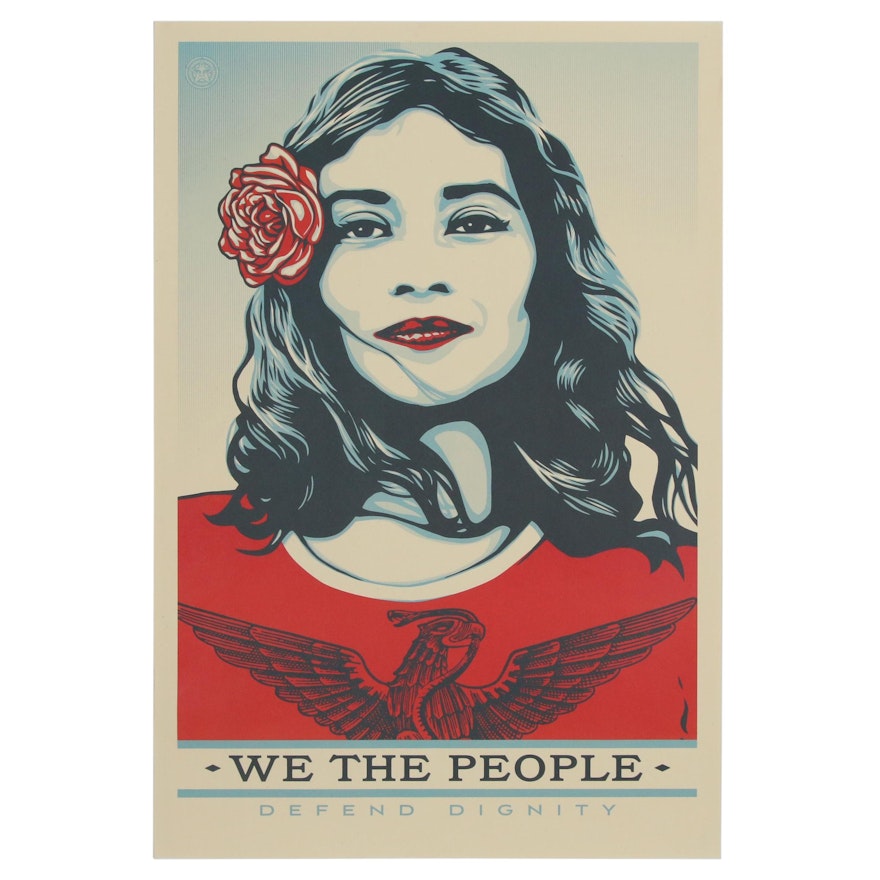 Offset Print Poster after Shepard Fairey "We the People: Defend Dignity"