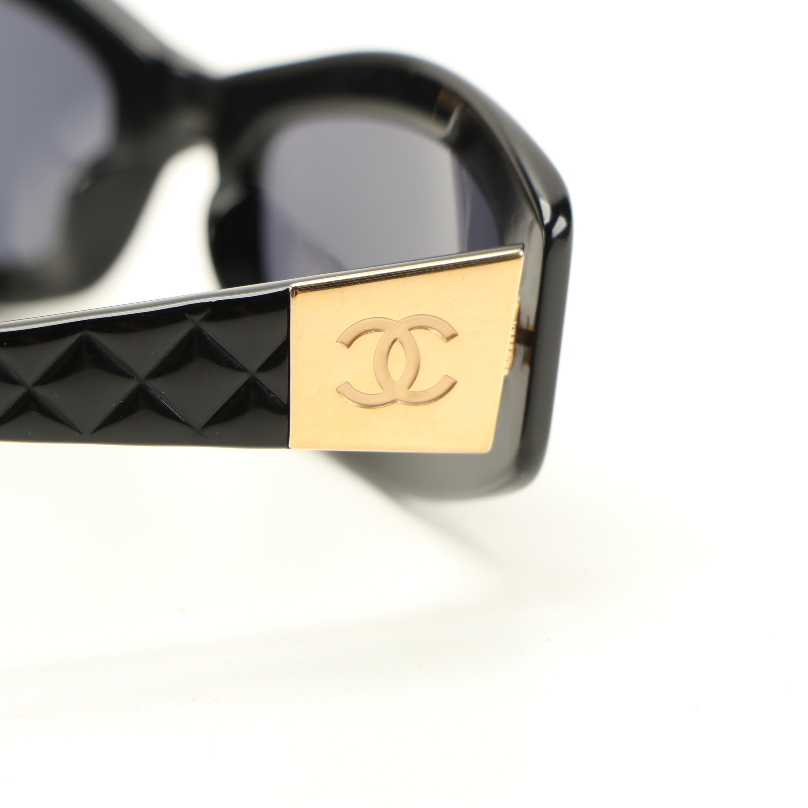 Chanel Black Quilted CC 5014 Sunglasses with Box
