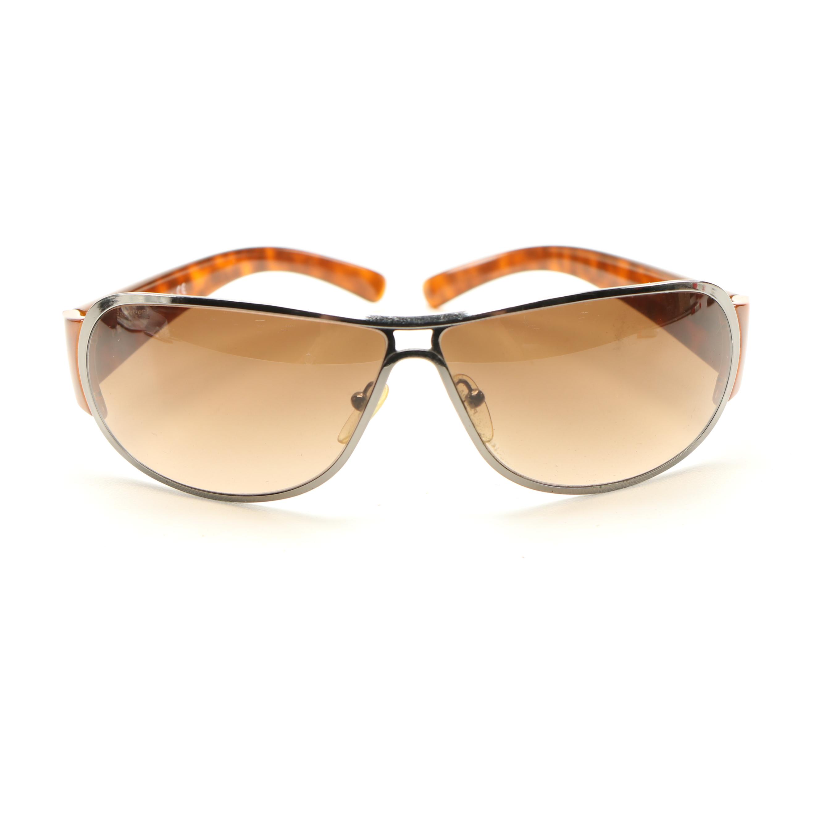 Prada Havana Wrap Sunglasses SPR70G with Case