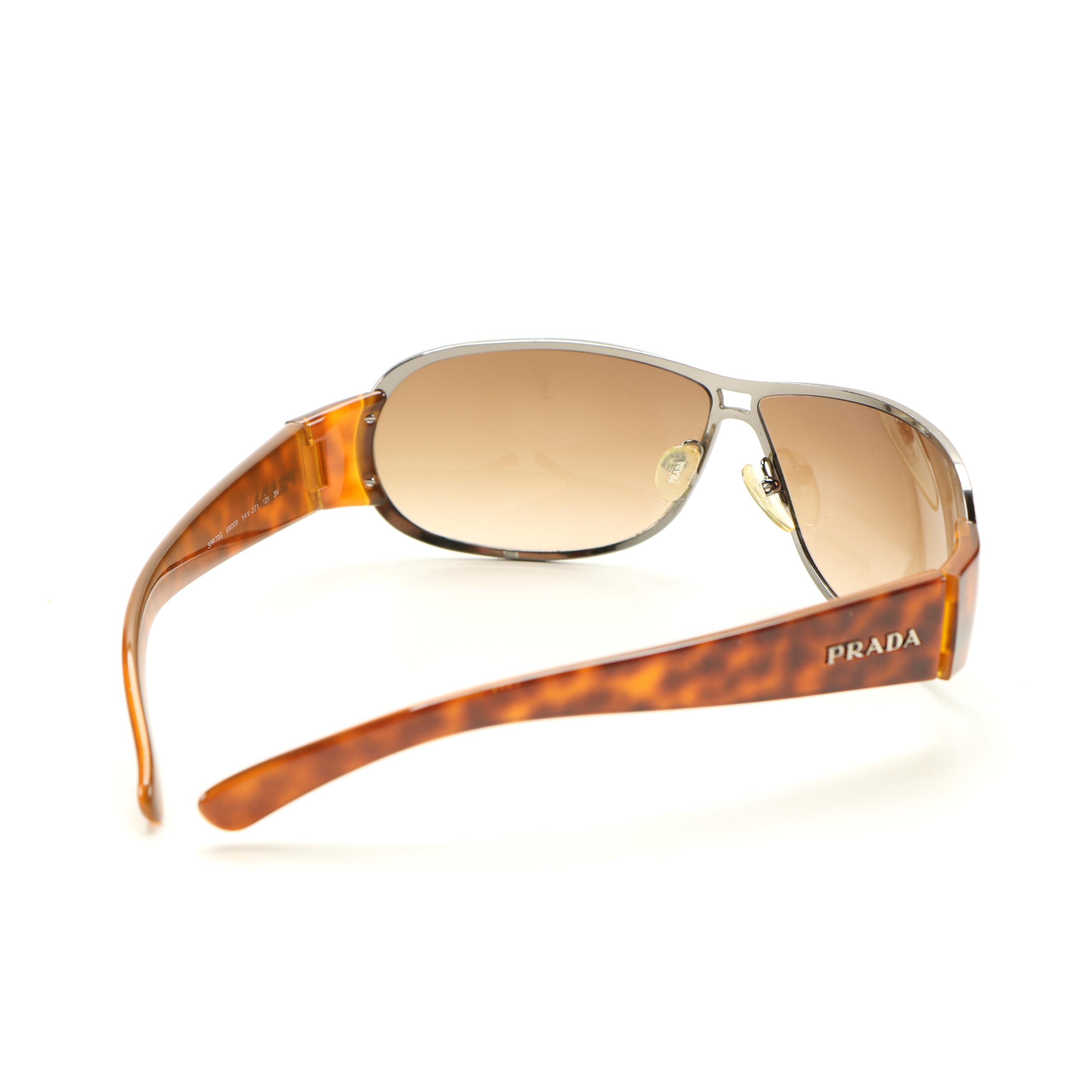 Prada Havana Wrap Sunglasses SPR70G with Case