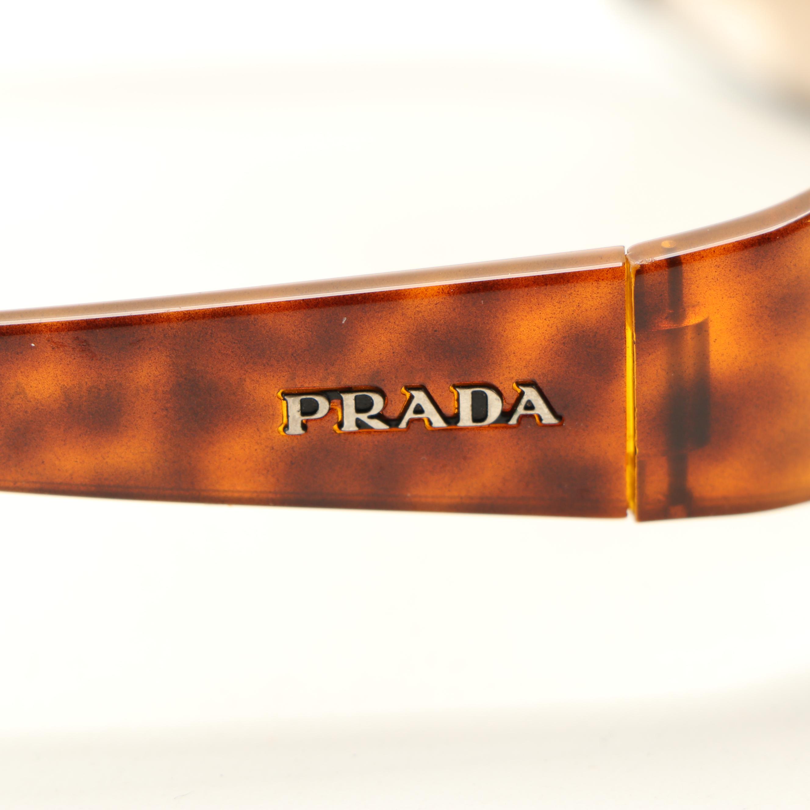 Prada Havana Wrap Sunglasses SPR70G with Case
