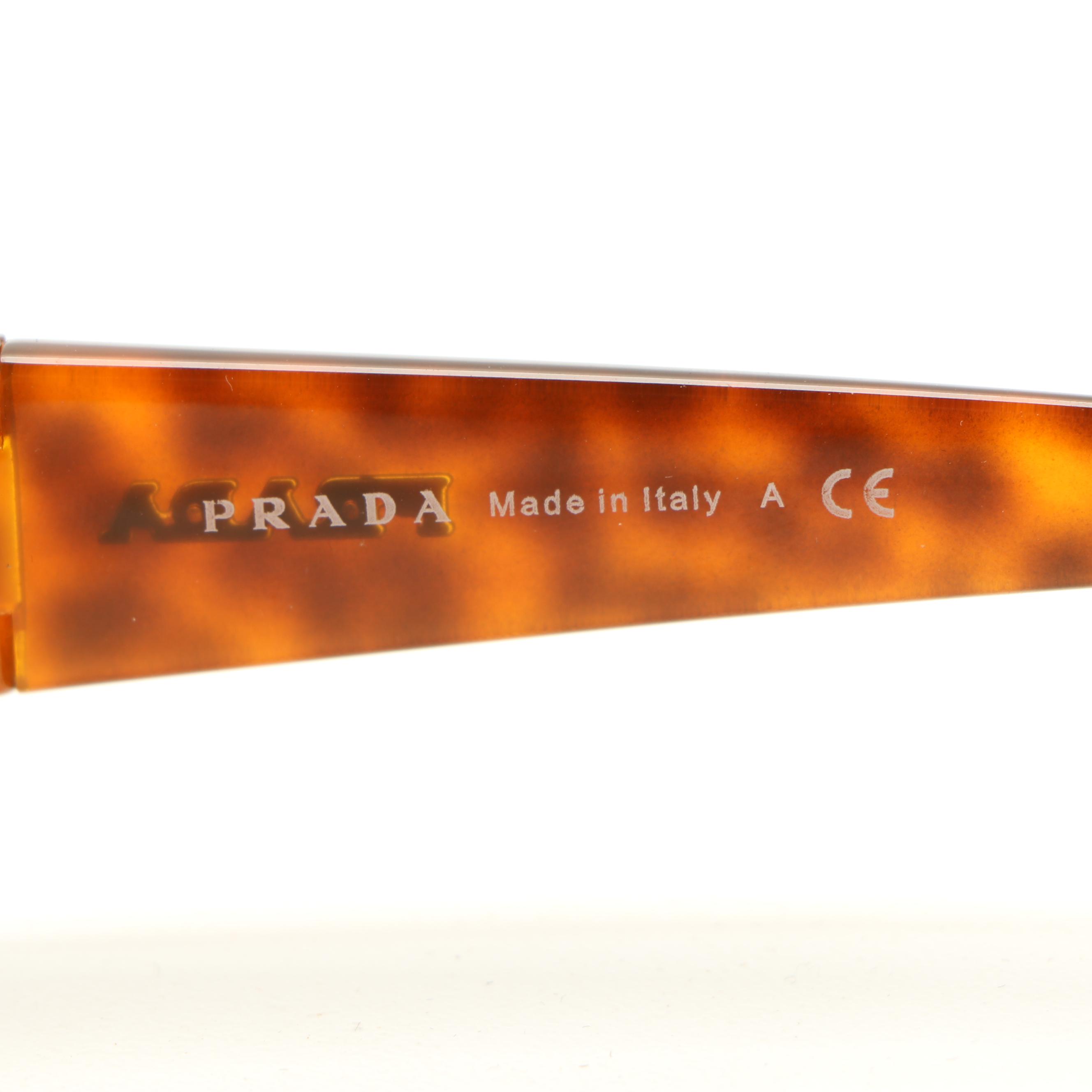 Prada Havana Wrap Sunglasses SPR70G with Case