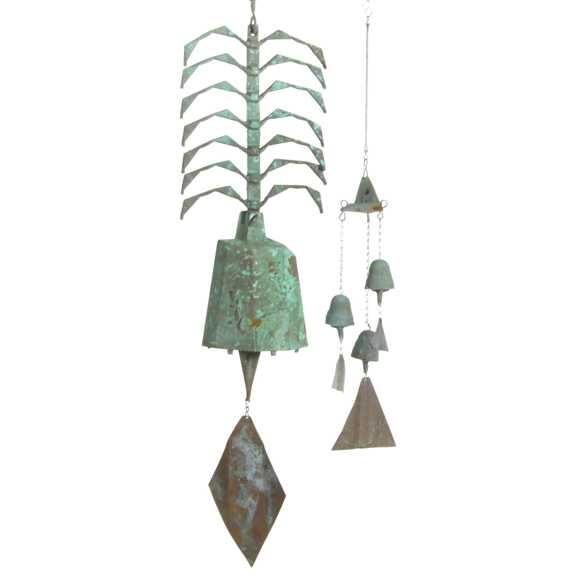 Paolo Soleri "Cosanti" and "Arcosanti" Verdigris Bronze Wind Chimes