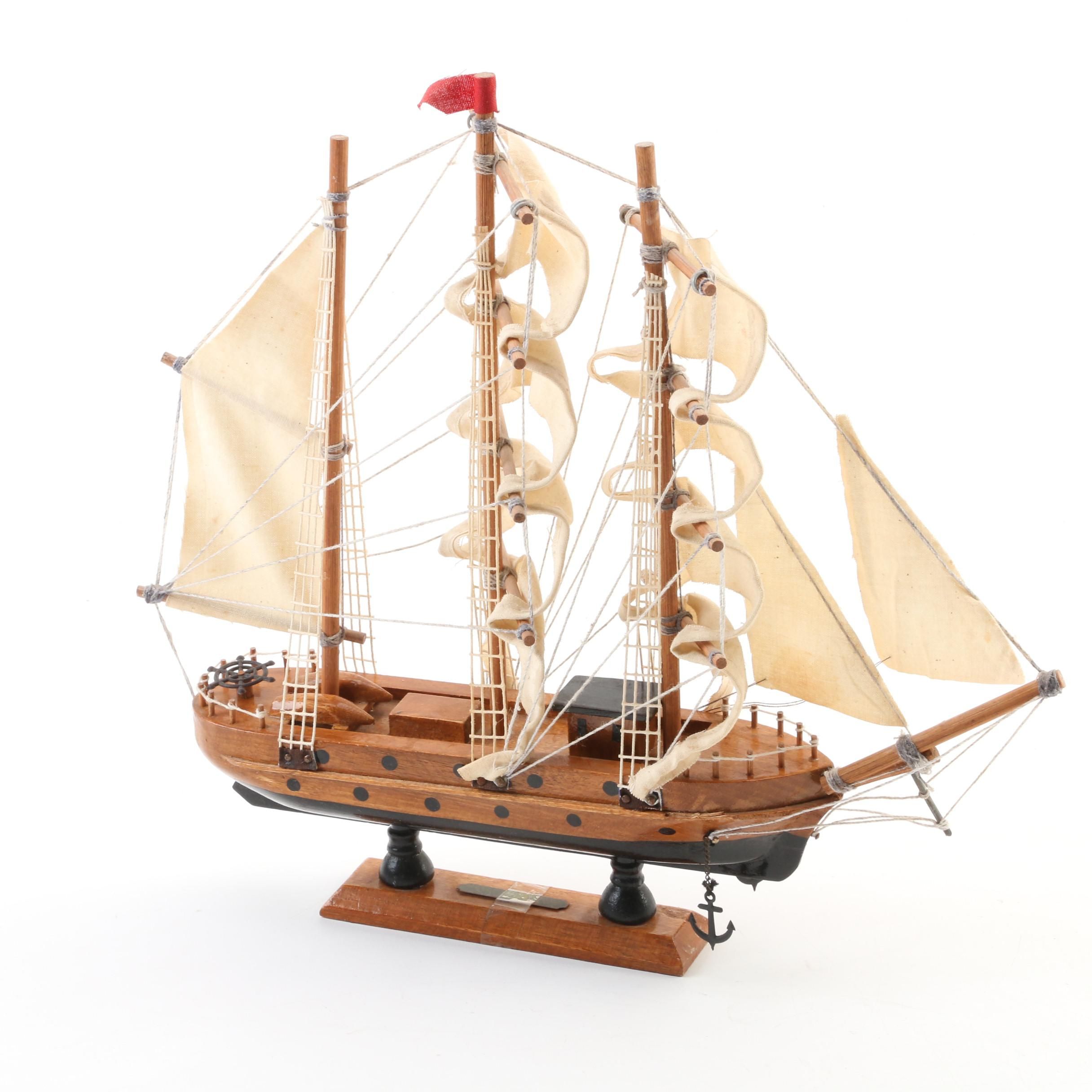 Wooden Barque Model Sail Ship