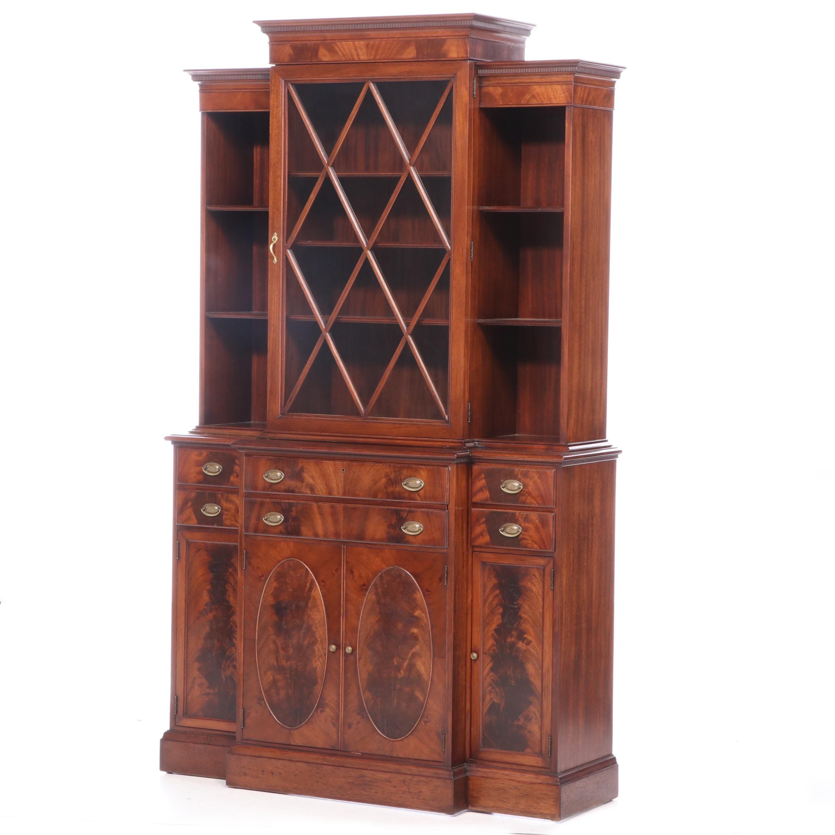 Warsaw Furniture Mfg. Co. Federal Style Mahogany Breakfront Secretary