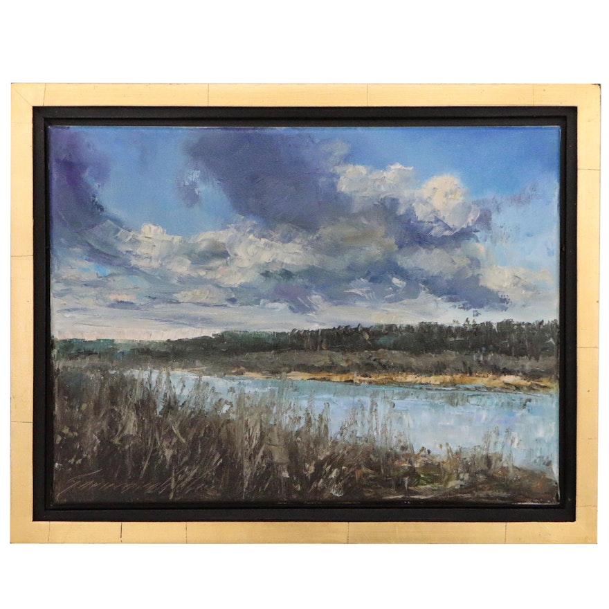 Garncarek Aleksander Landscape Oil Painting "Przedwiosnie", 2020