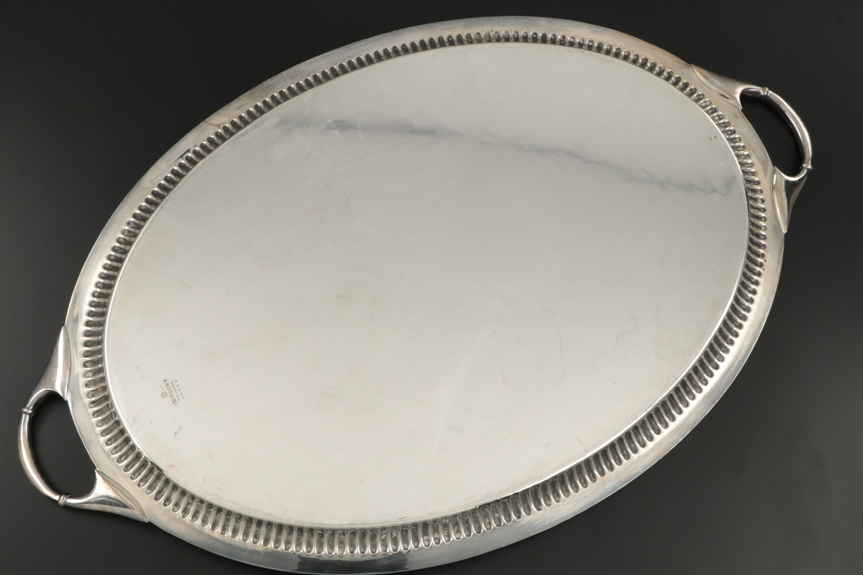William Hutton & Sons, Ltd. English Silver Plate Oval Serving Tray